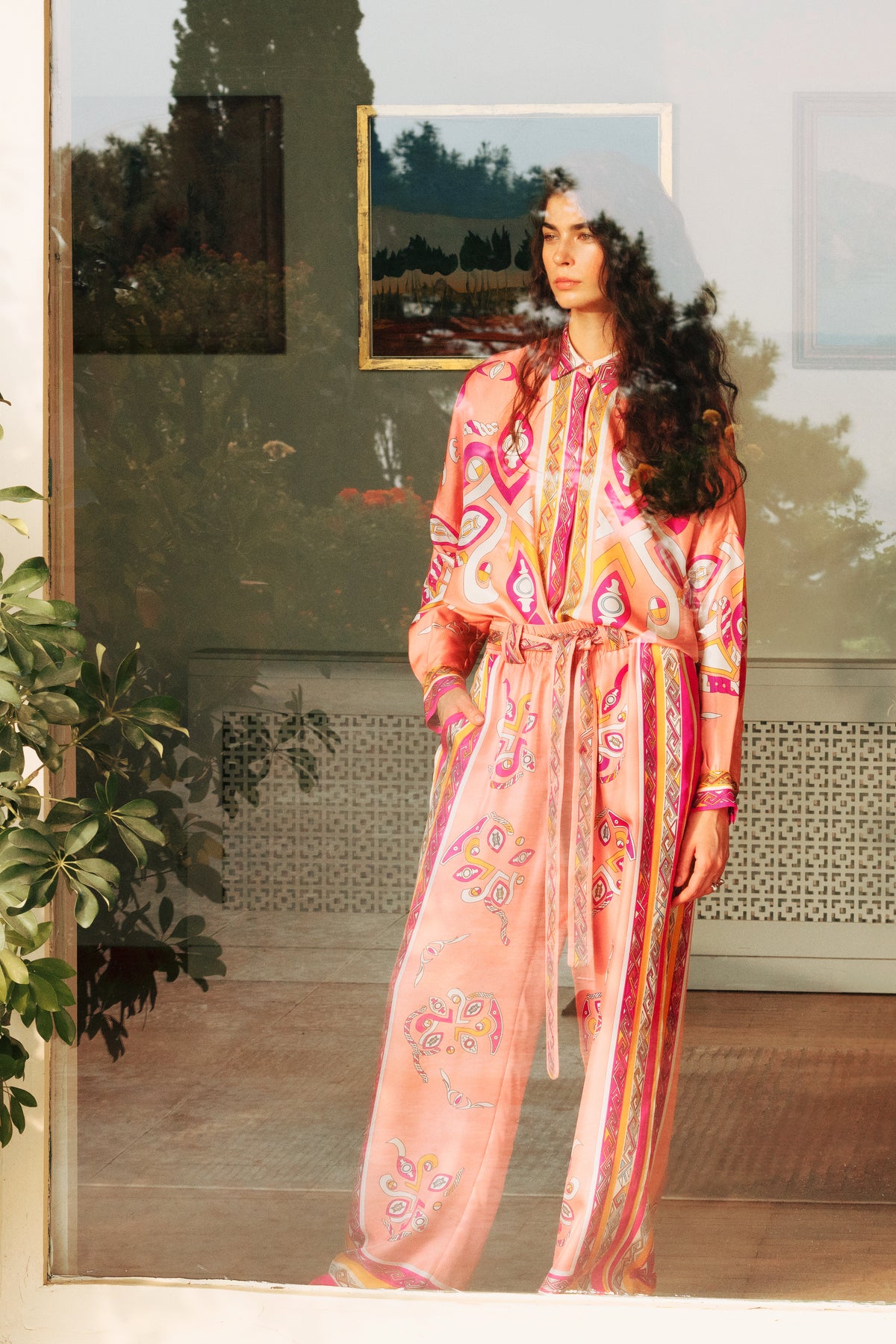 Zeugma Silk Pink Trousers with Belt