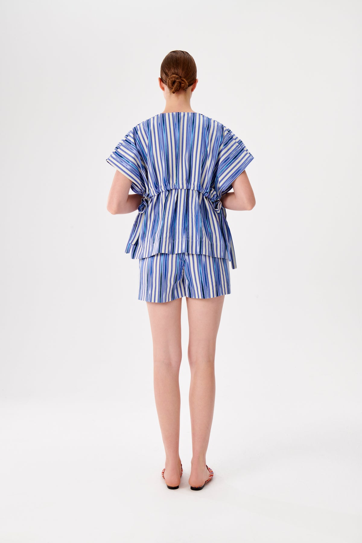 Smocked Waist Detailed Marine Kutnu Blouse