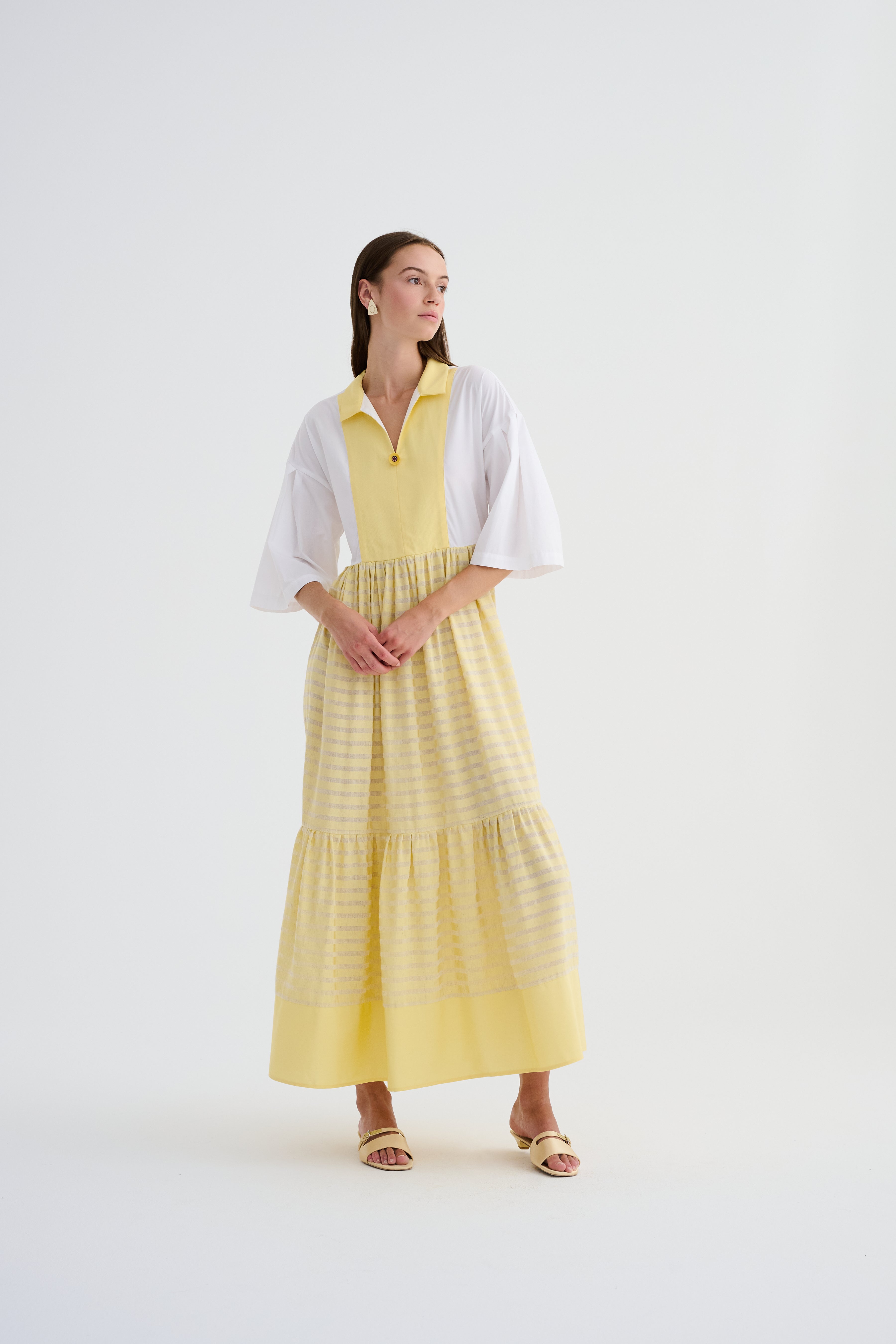 Kutnu Detaylı Maxi Elbise