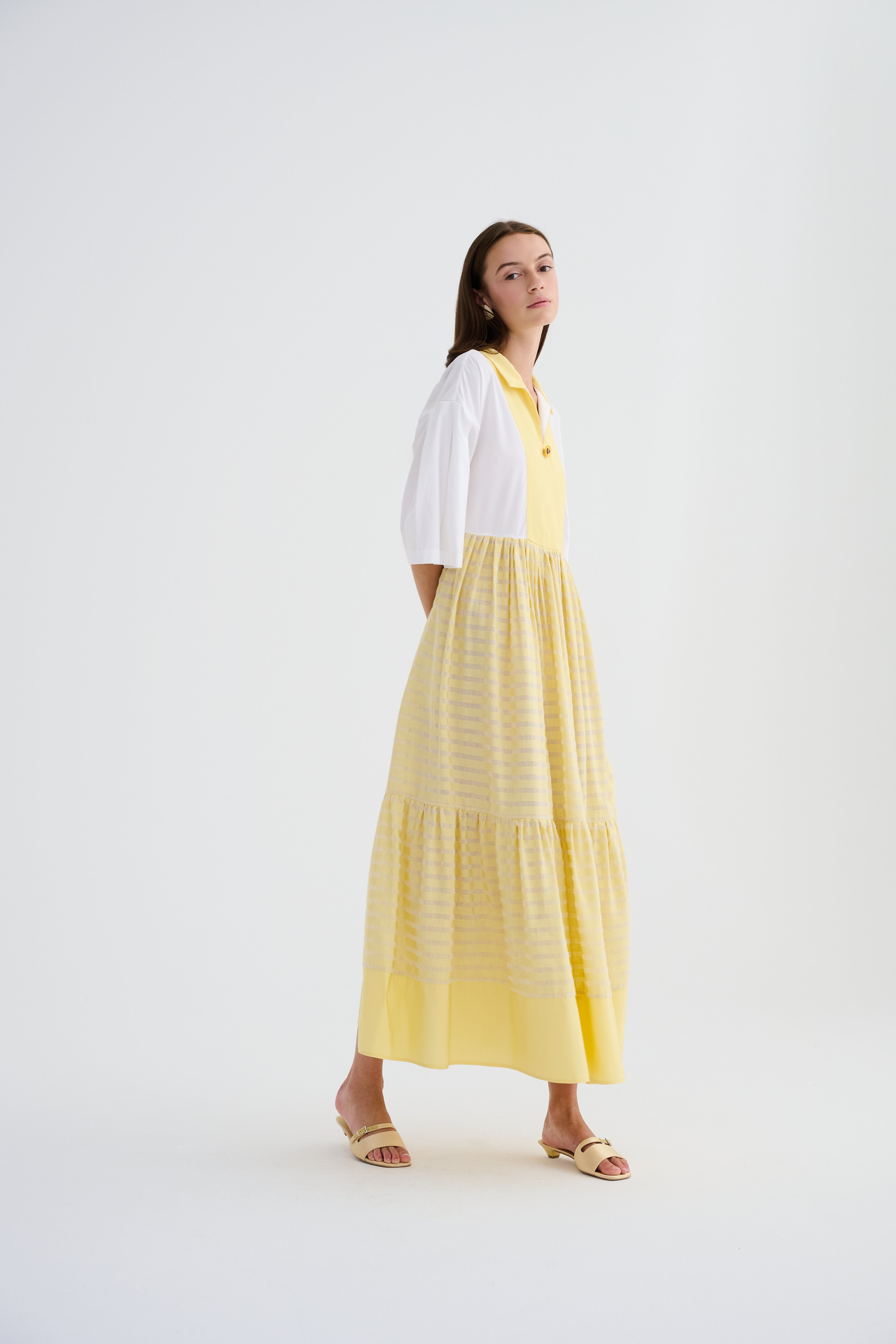 Kutnu Detaylı Maxi Elbise