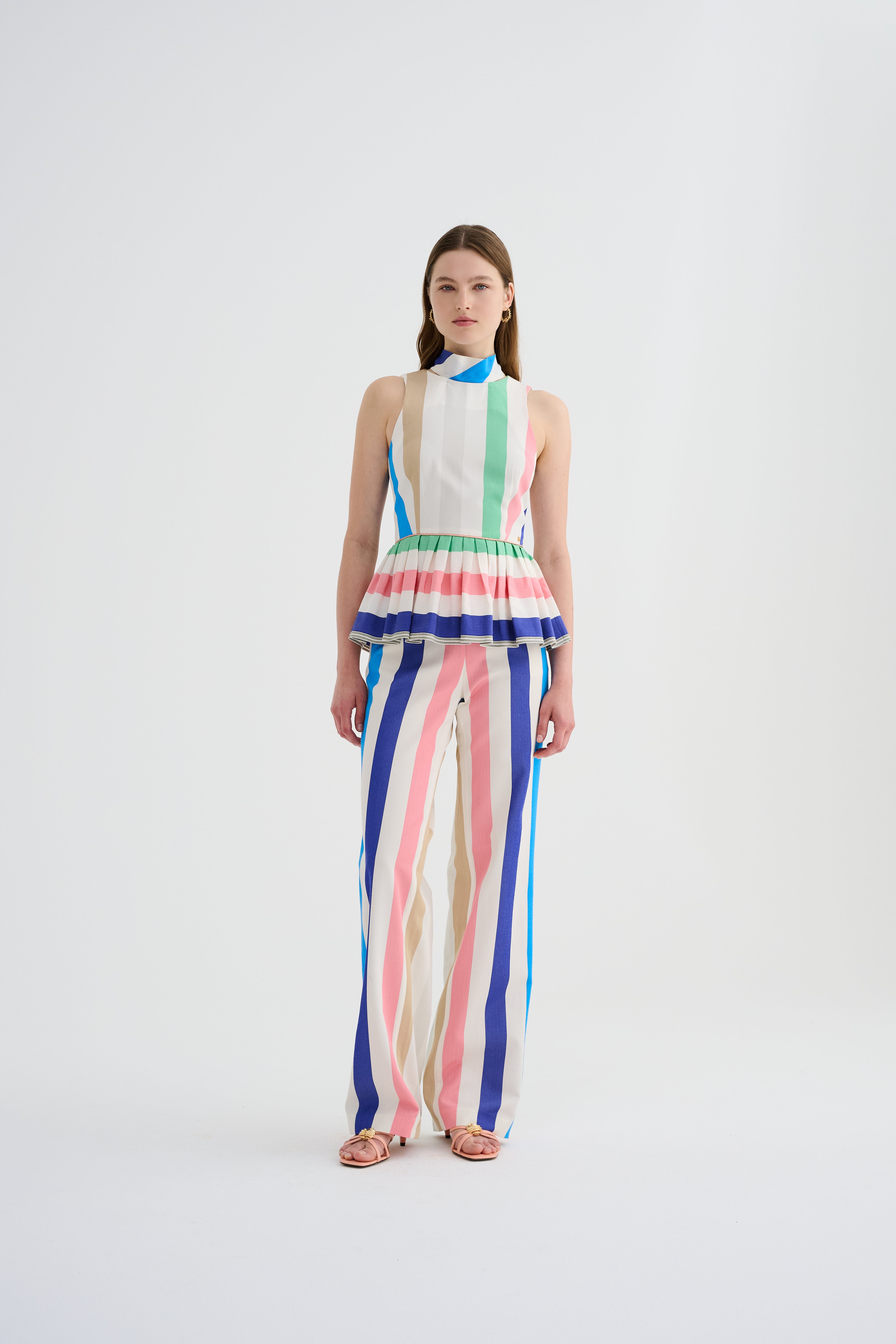 Fular Yaka Peplum Kutnu Bluz