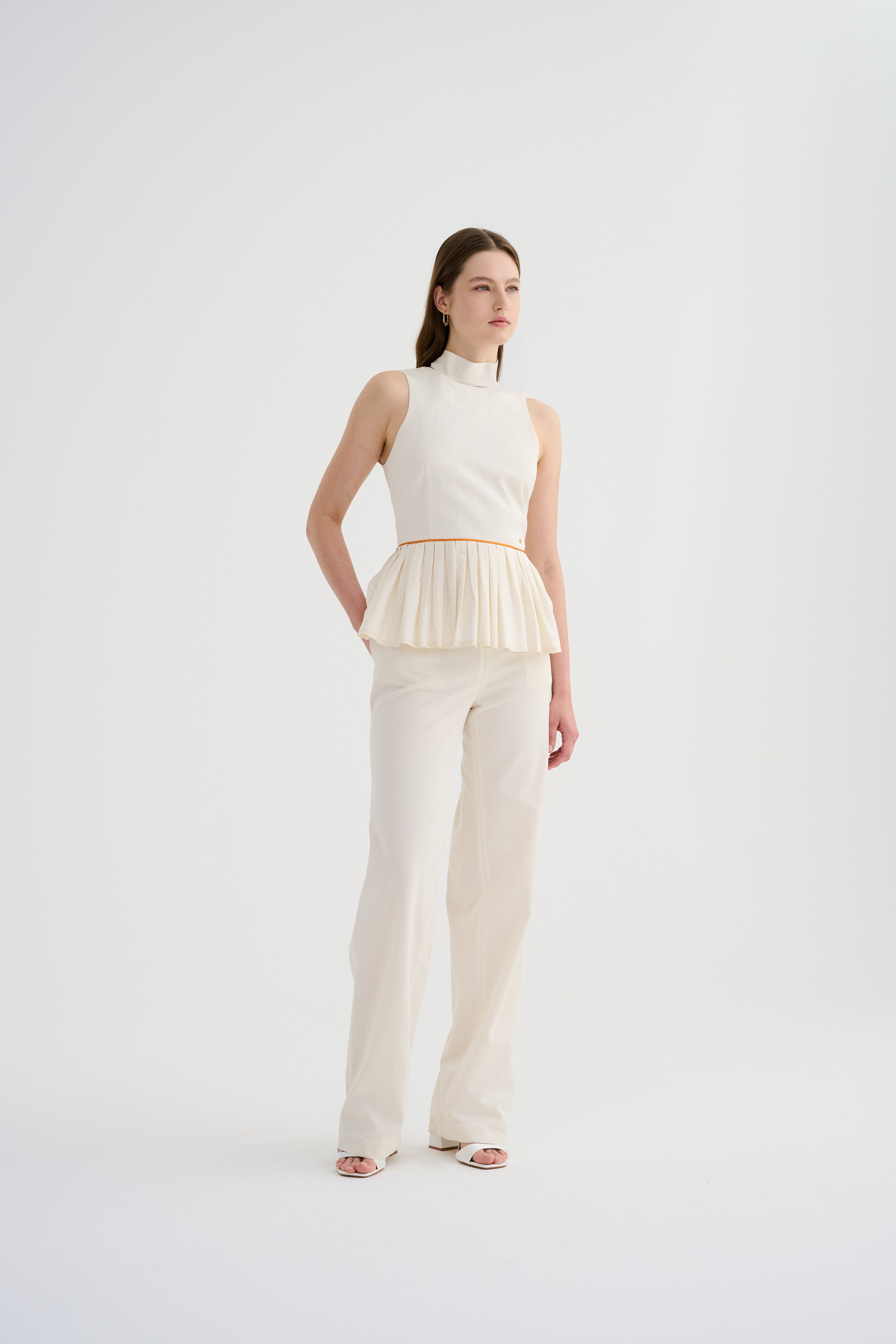 Fular Yaka Peplum Kutnu Bluz