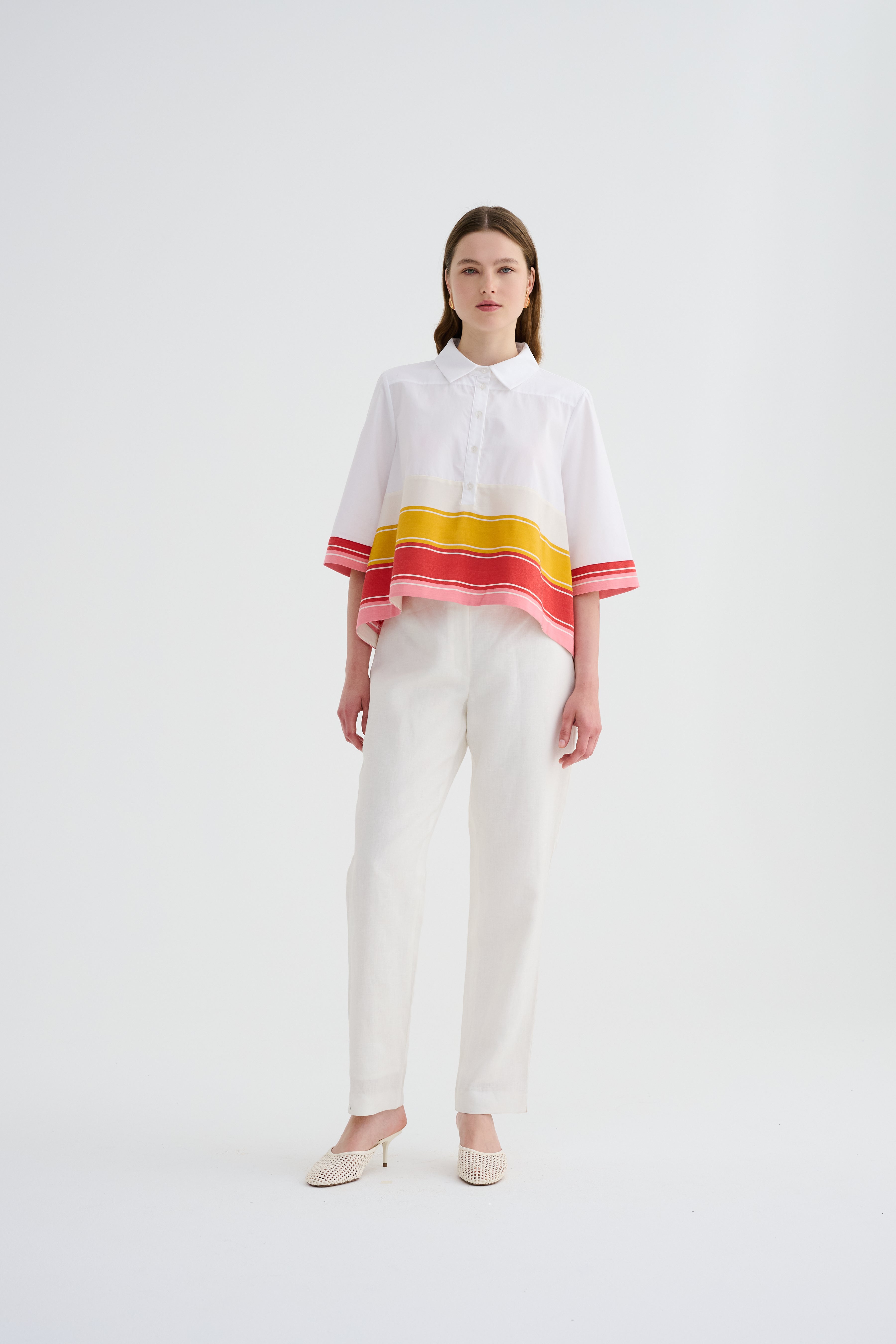 Kutnu Detaylı Polo Yaka Poplin Bluz