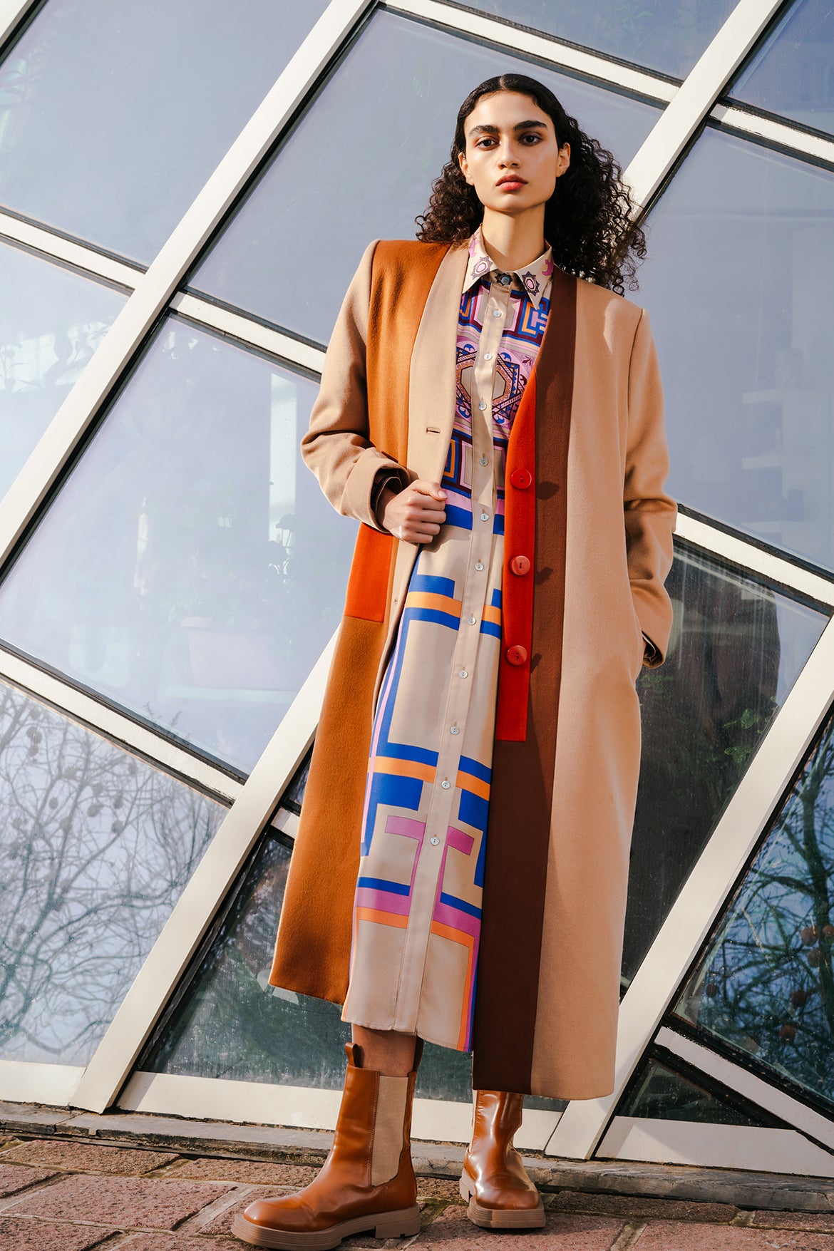 V-Neck Camel Stash Coat