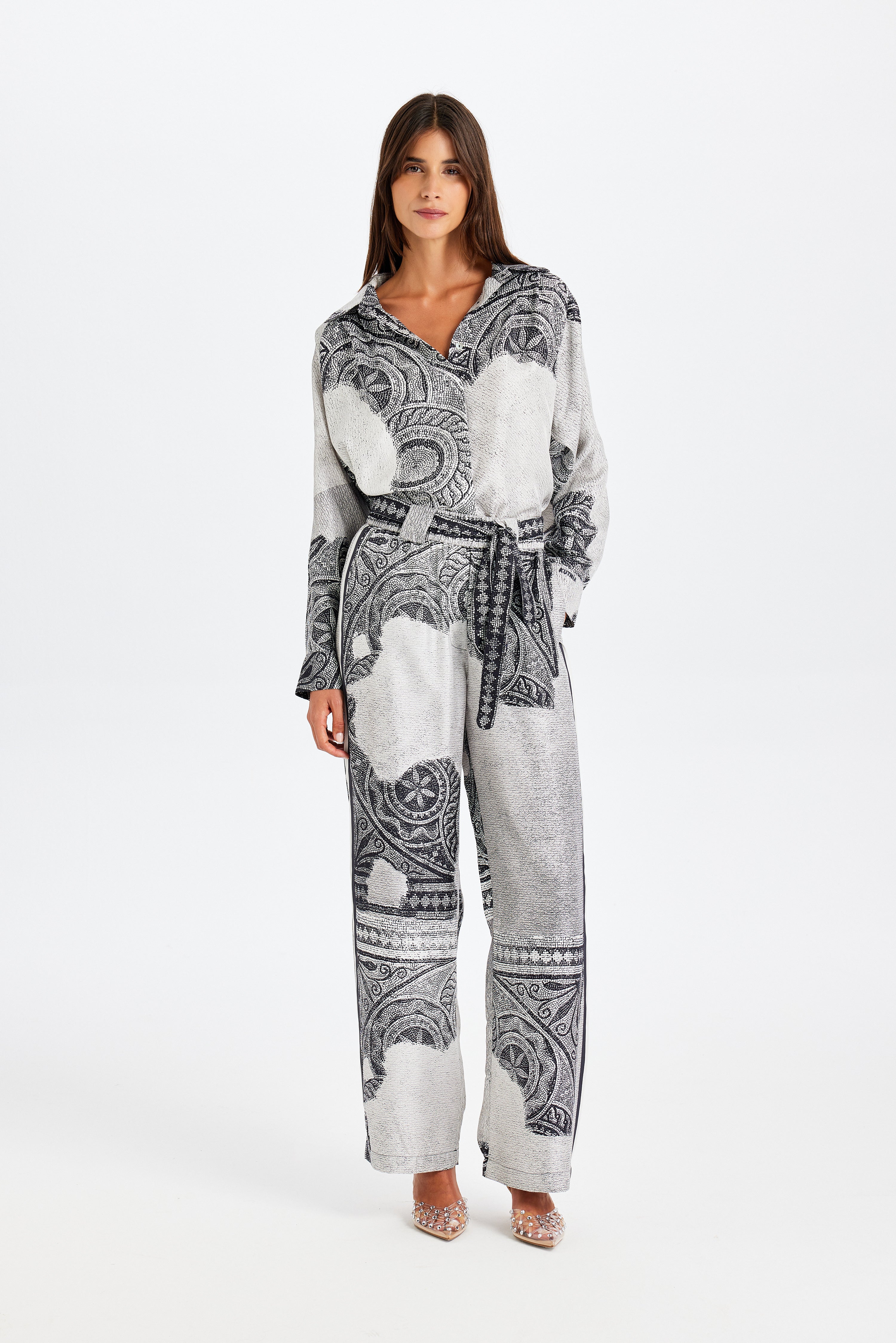 Zeugma Kemerli Gri İpek Pantolon