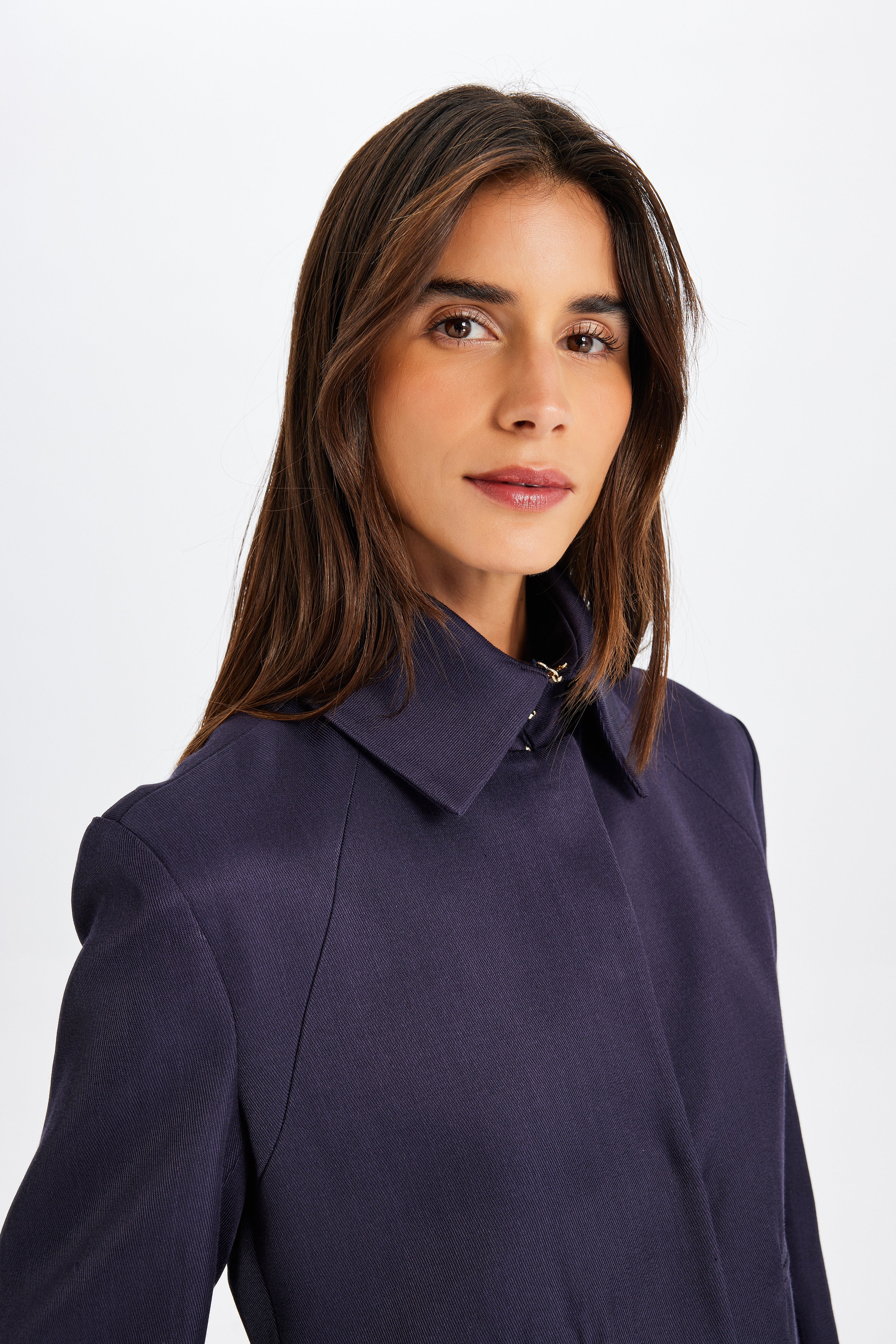 Kutnu Pile Detaylı Lacivert Ceket