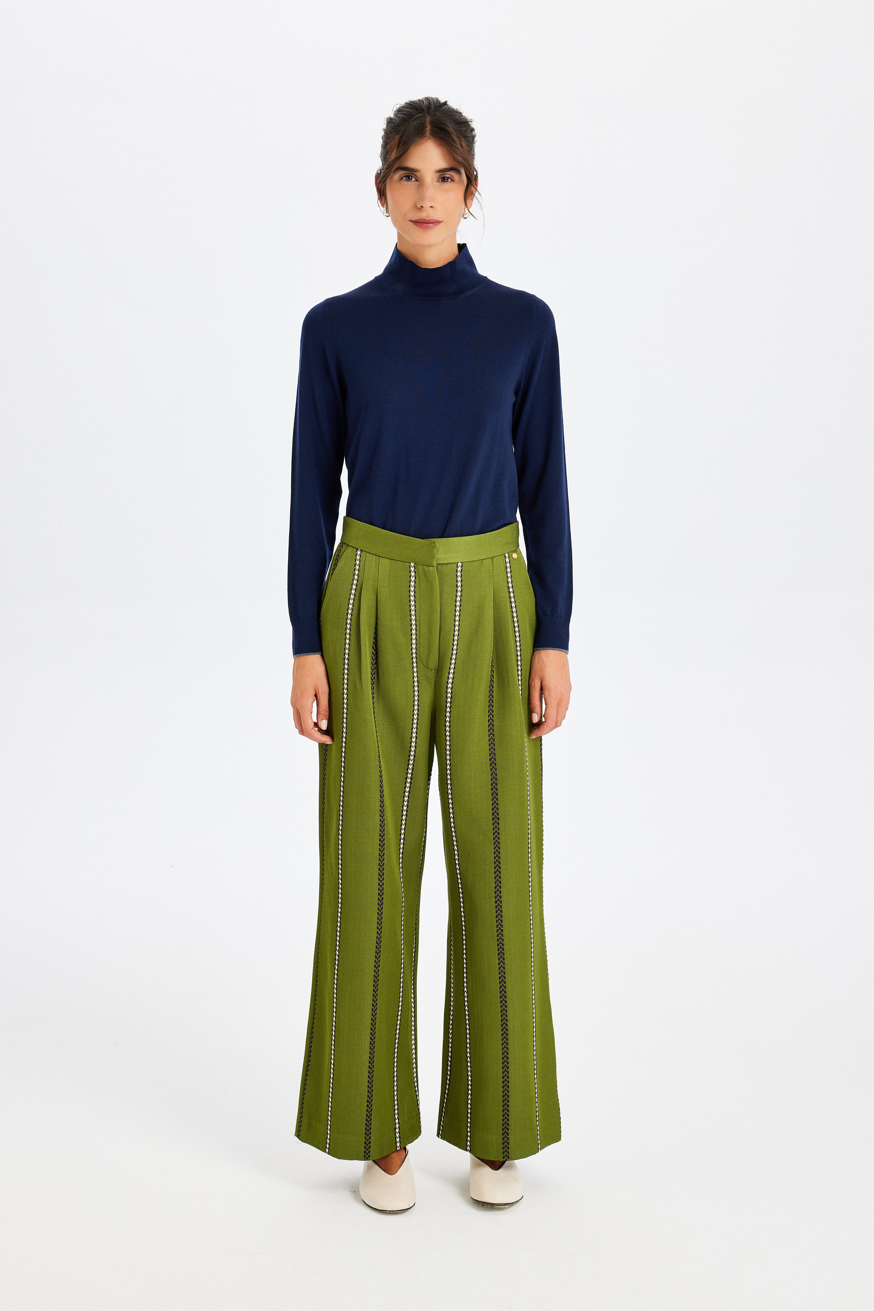 Kutnu Palazzo Yeşil Pantolon