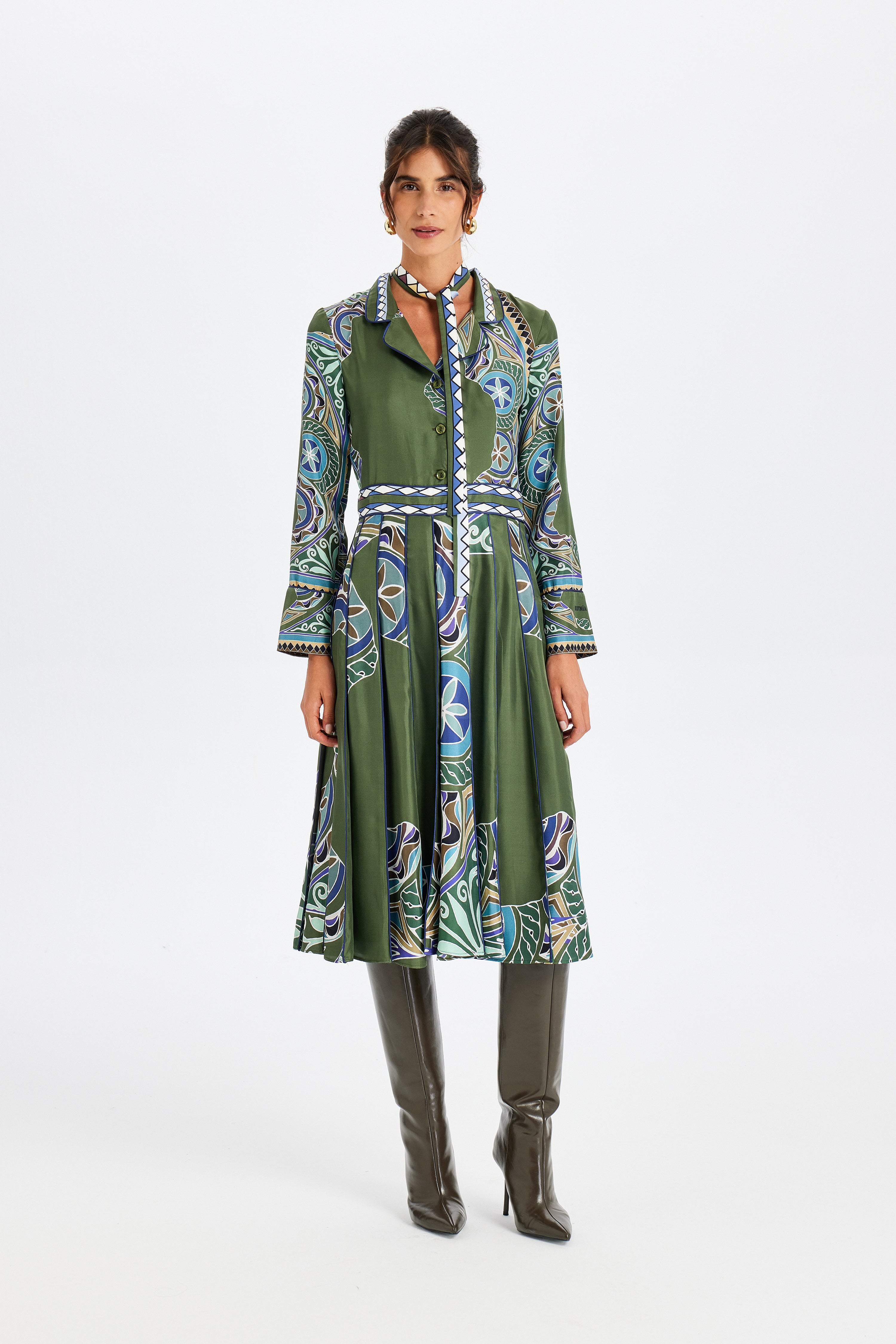 Zeugma Pileli Uzun İpek Elbise