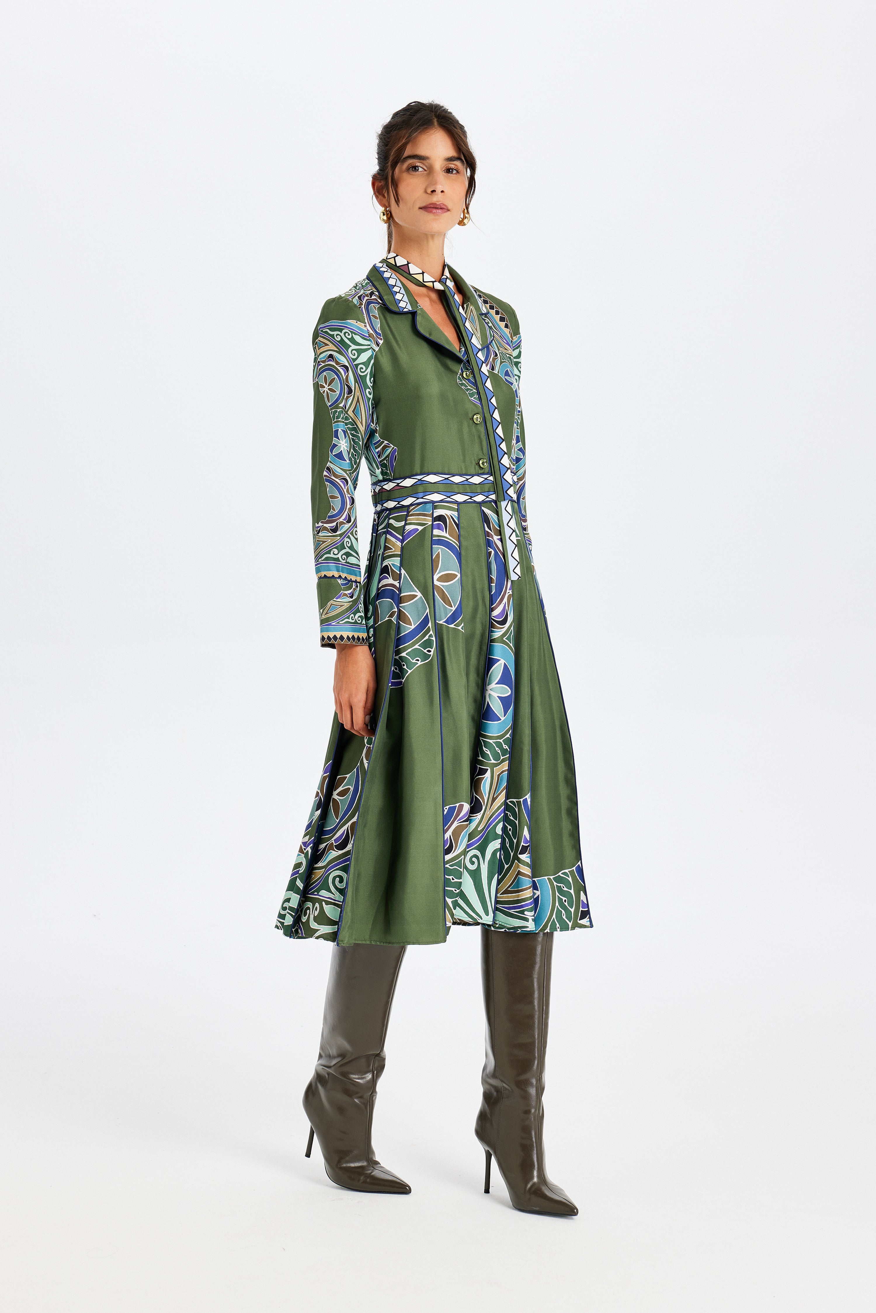 Zeugma Pileli Uzun İpek Elbise