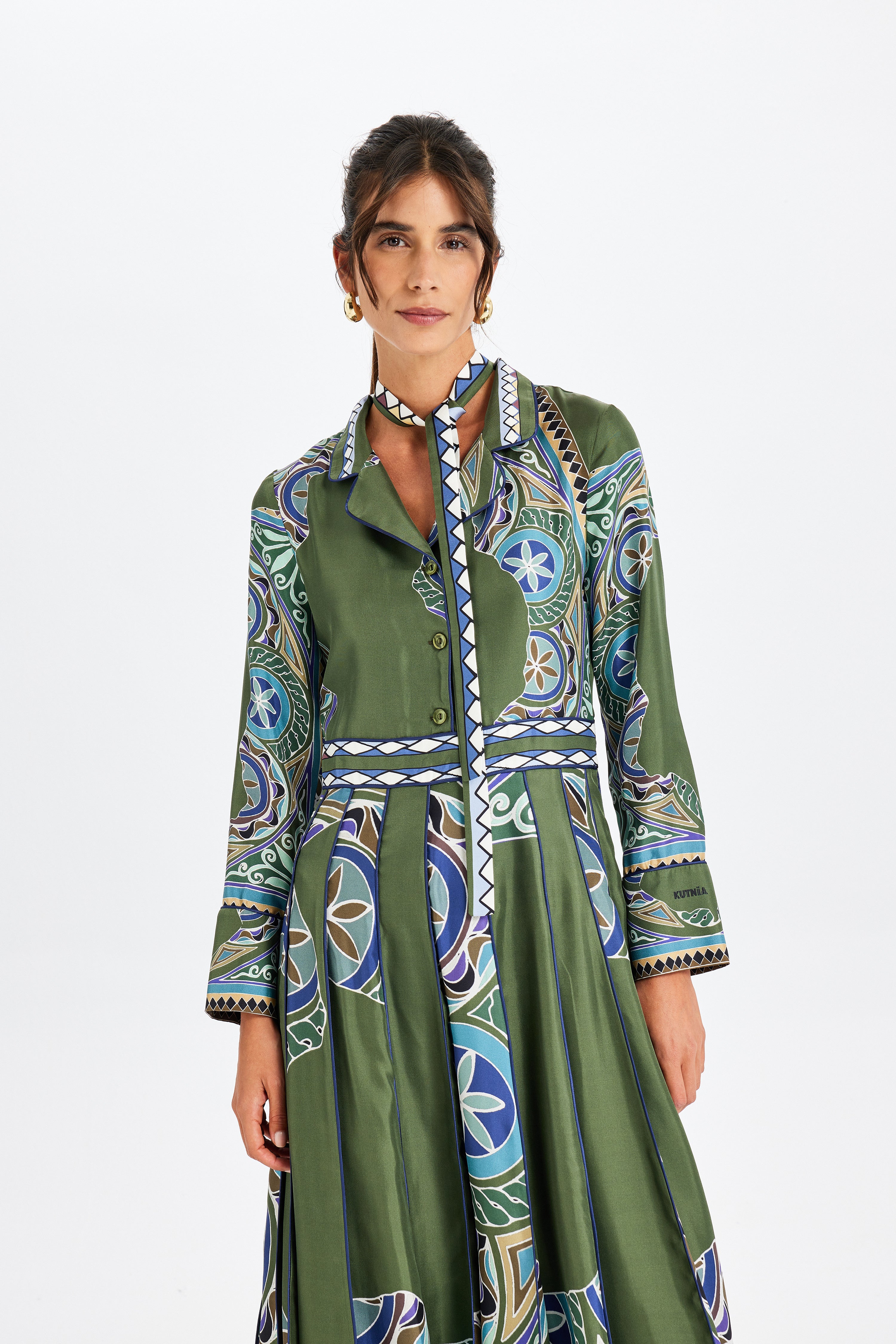 Zeugma Pileli Uzun İpek Elbise