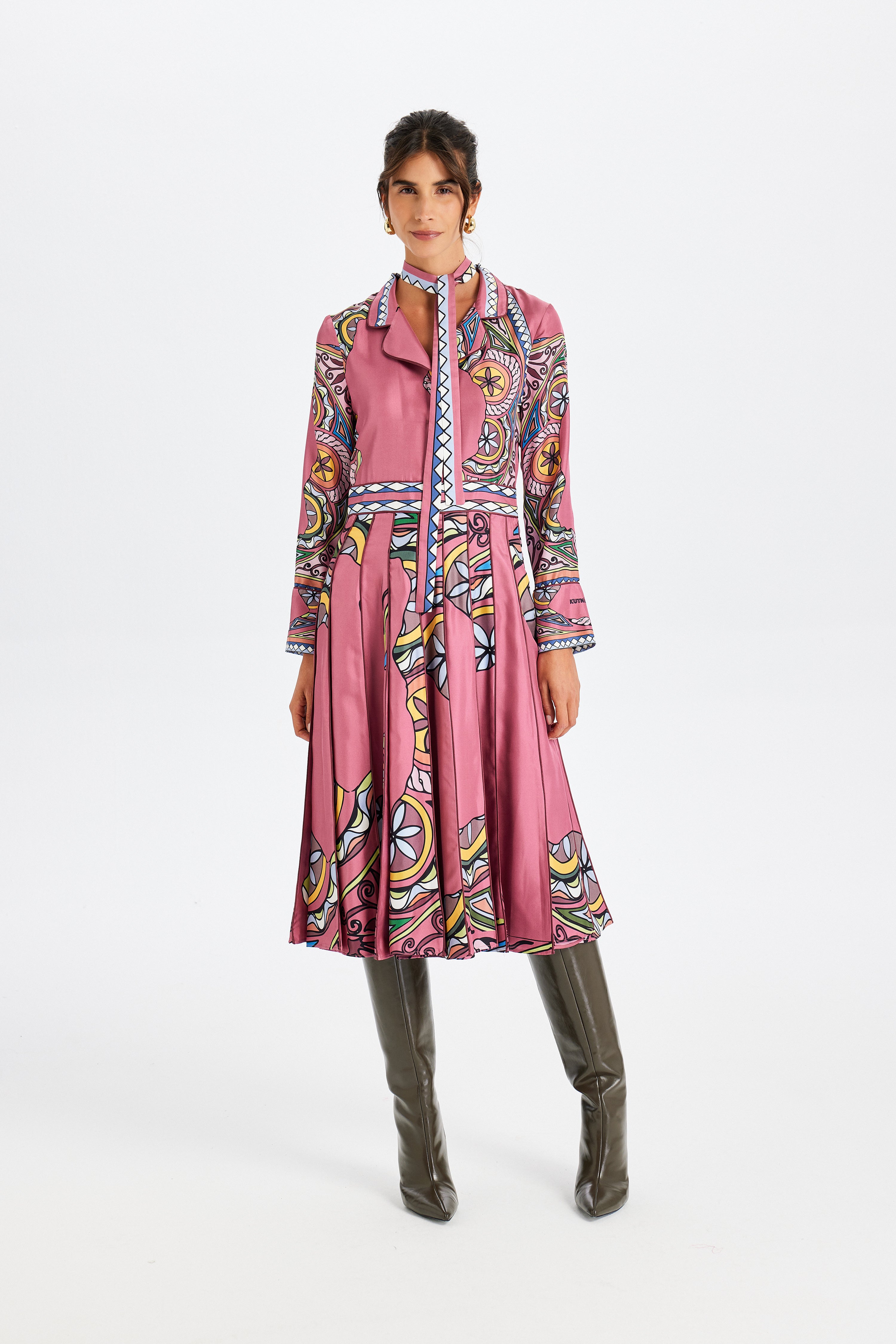 Zeugma Pileli Uzun İpek Elbise