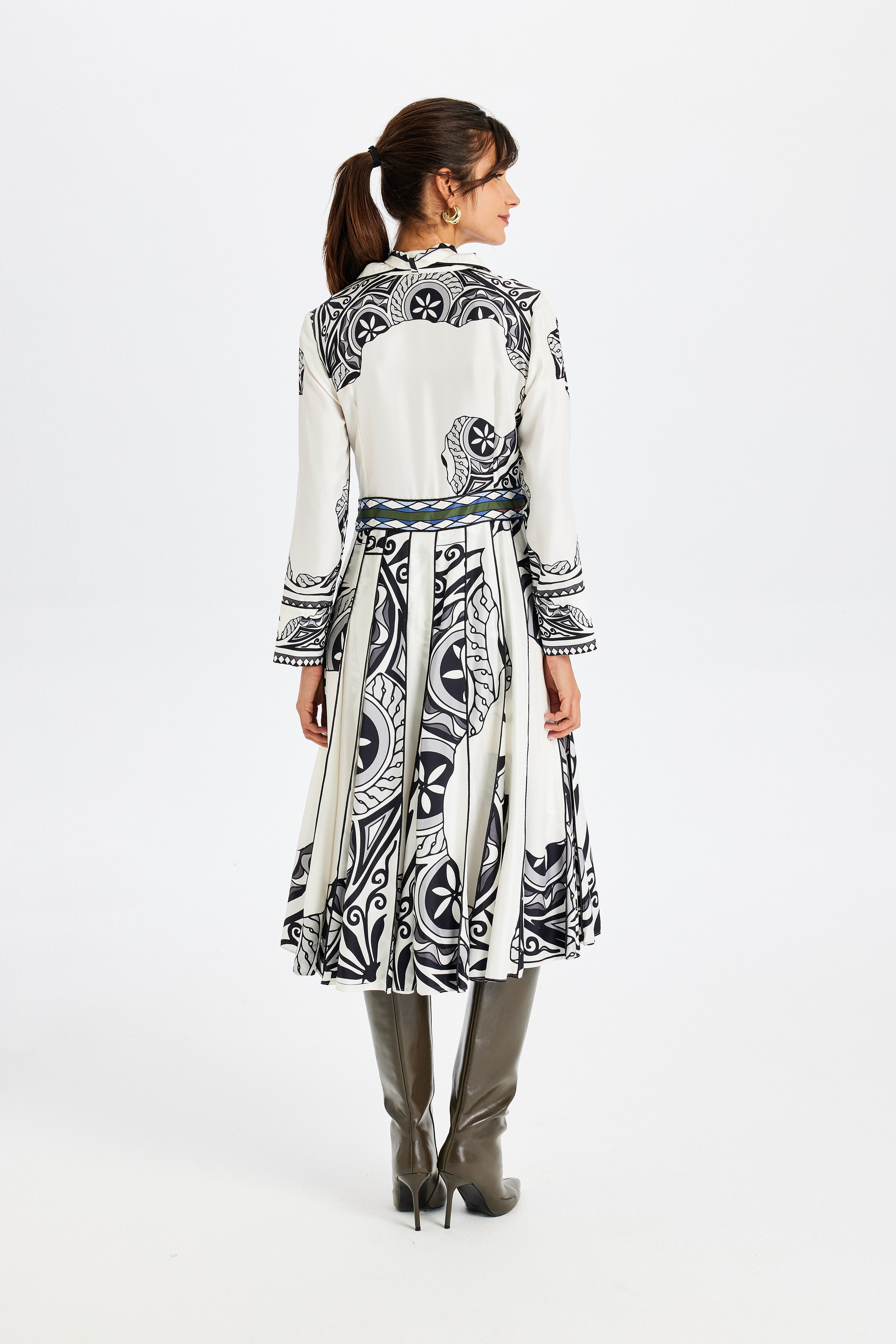 Zeugma Pleated Long Silk Dress