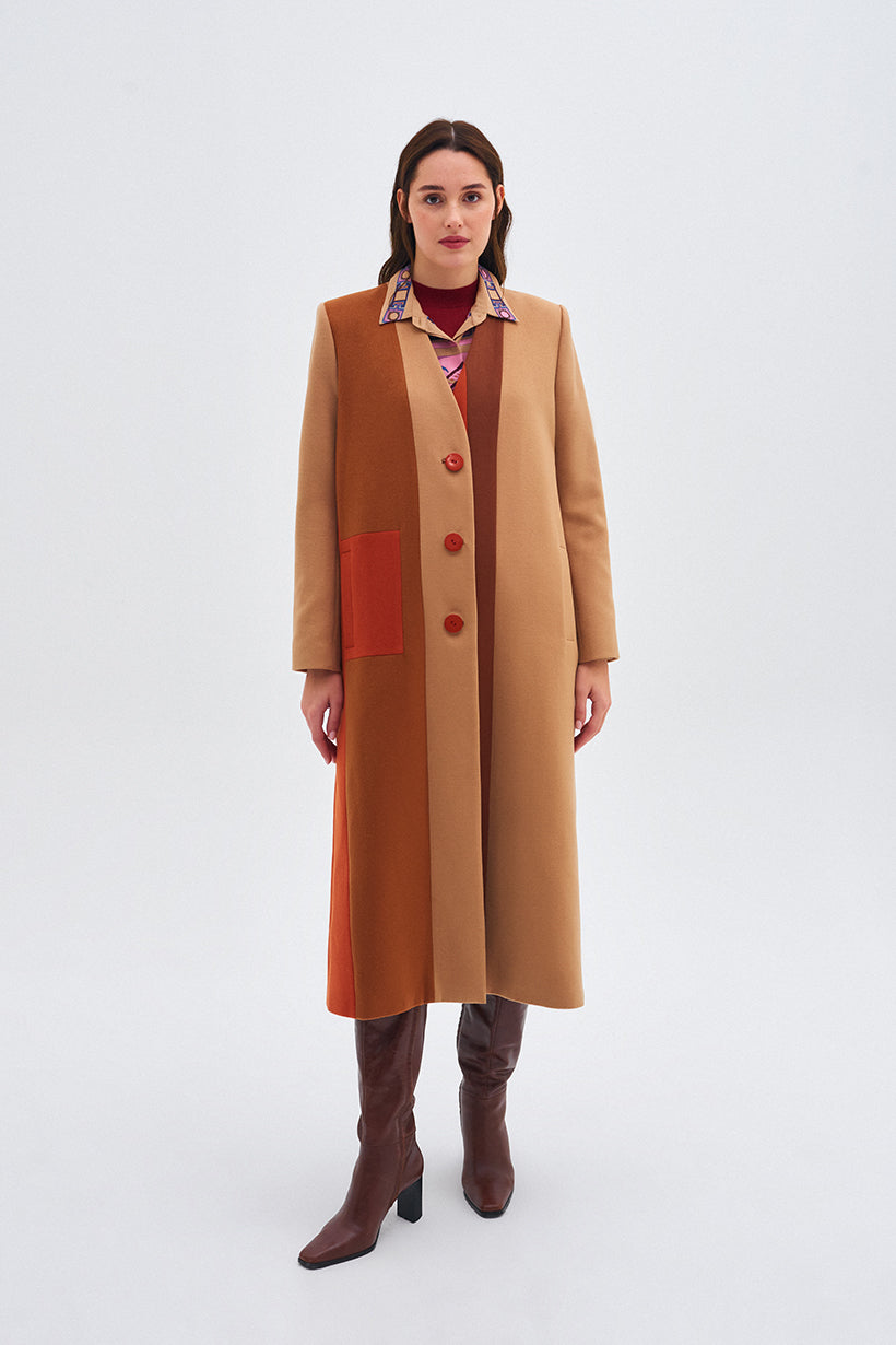 V-Neck Camel Stash Coat