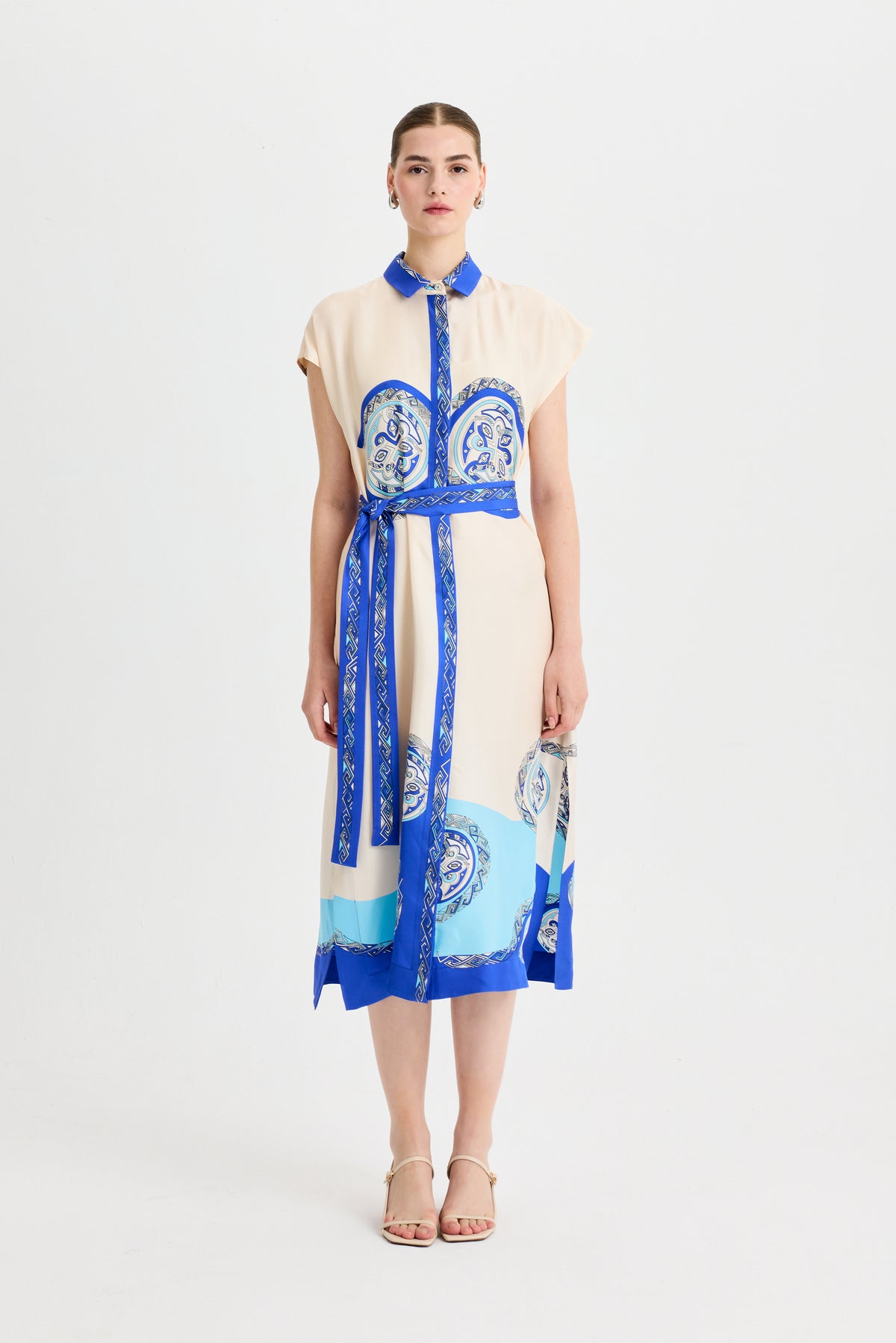 Blue Zeugma Sleeveless Silk Dress