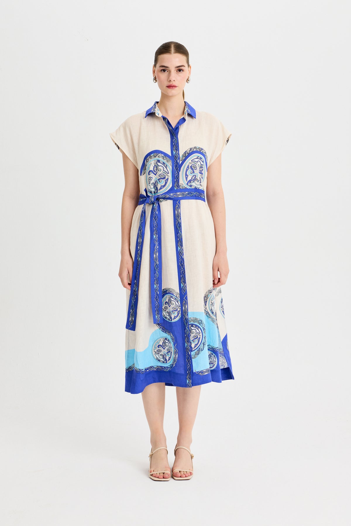 Blue Zeugma Sleeveless Linen Dress