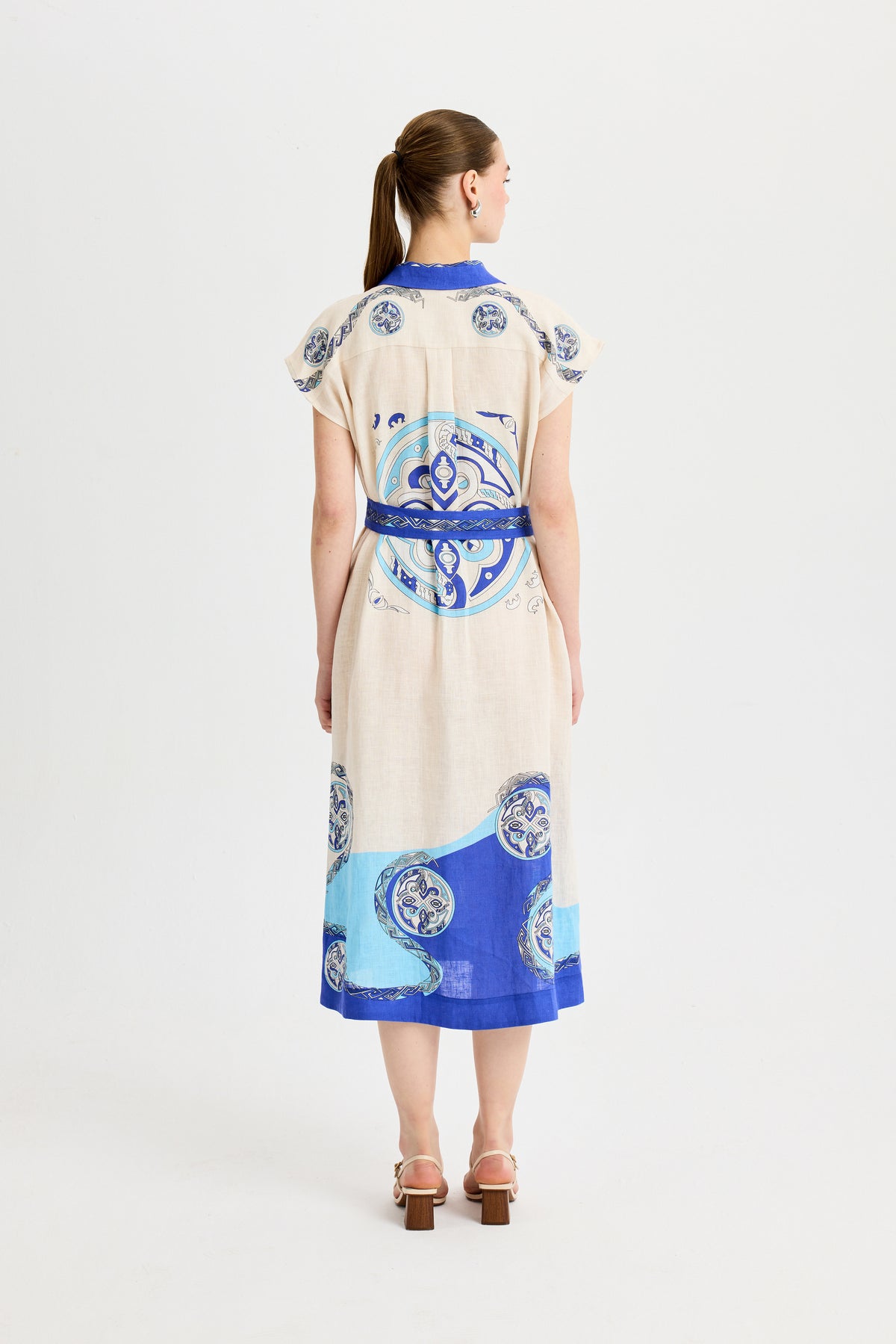 Blue Zeugma Sleeveless Linen Dress