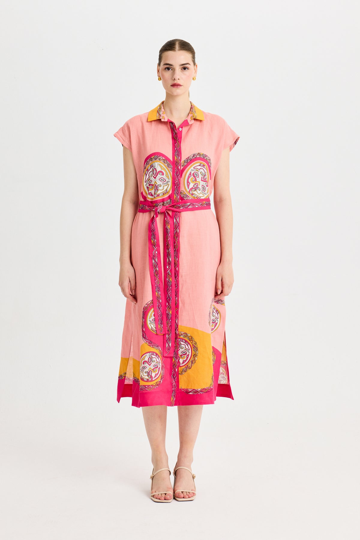 Pink Zeugma Sleeveless Linen Dress