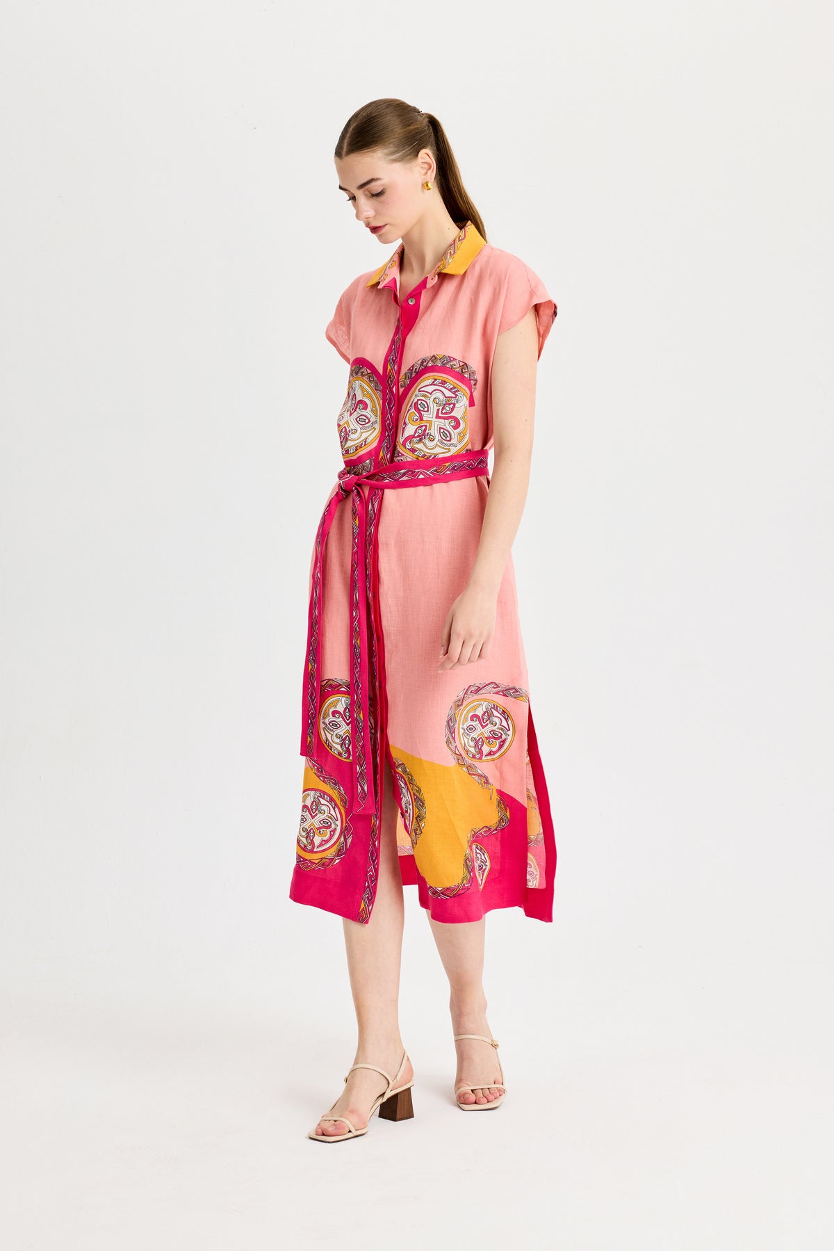 Pink Zeugma Sleeveless Linen Dress