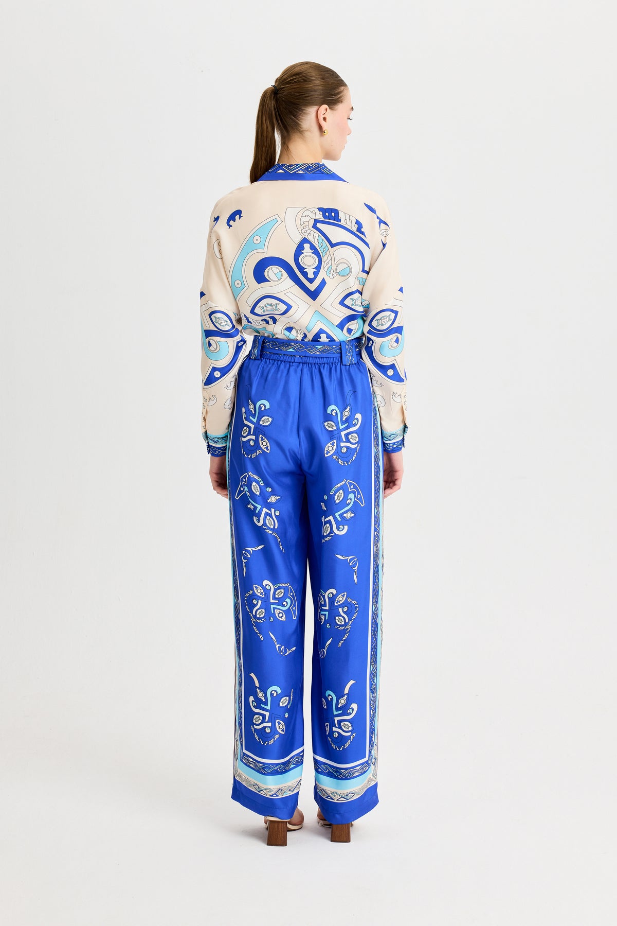 Zeugma Silk Blue Trousers with Belt