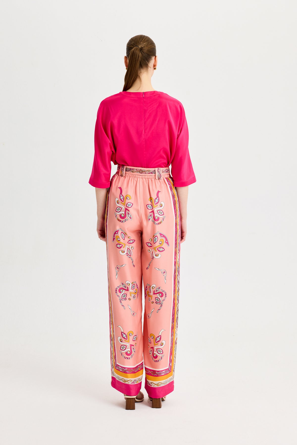 Zeugma Silk Pink Trousers with Belt