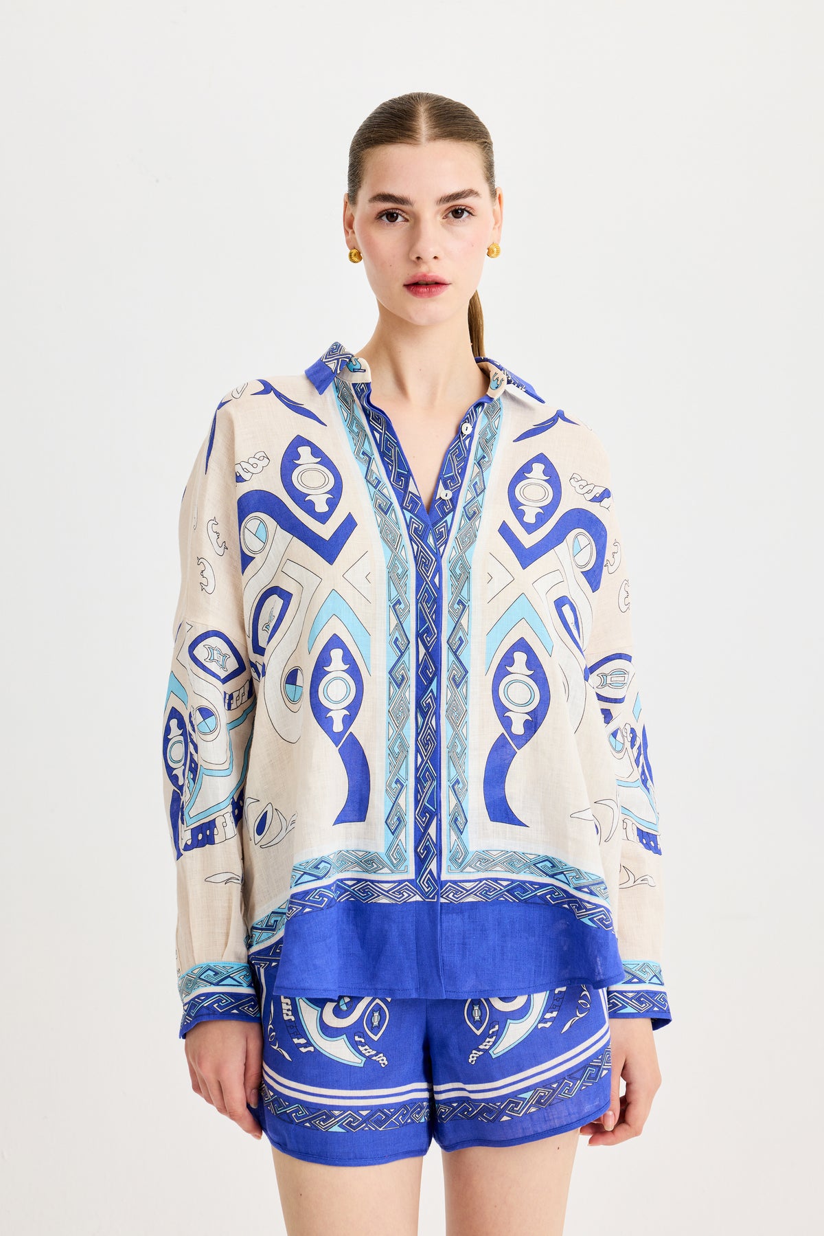 Oversize Zeugma Silk Blue Shirt