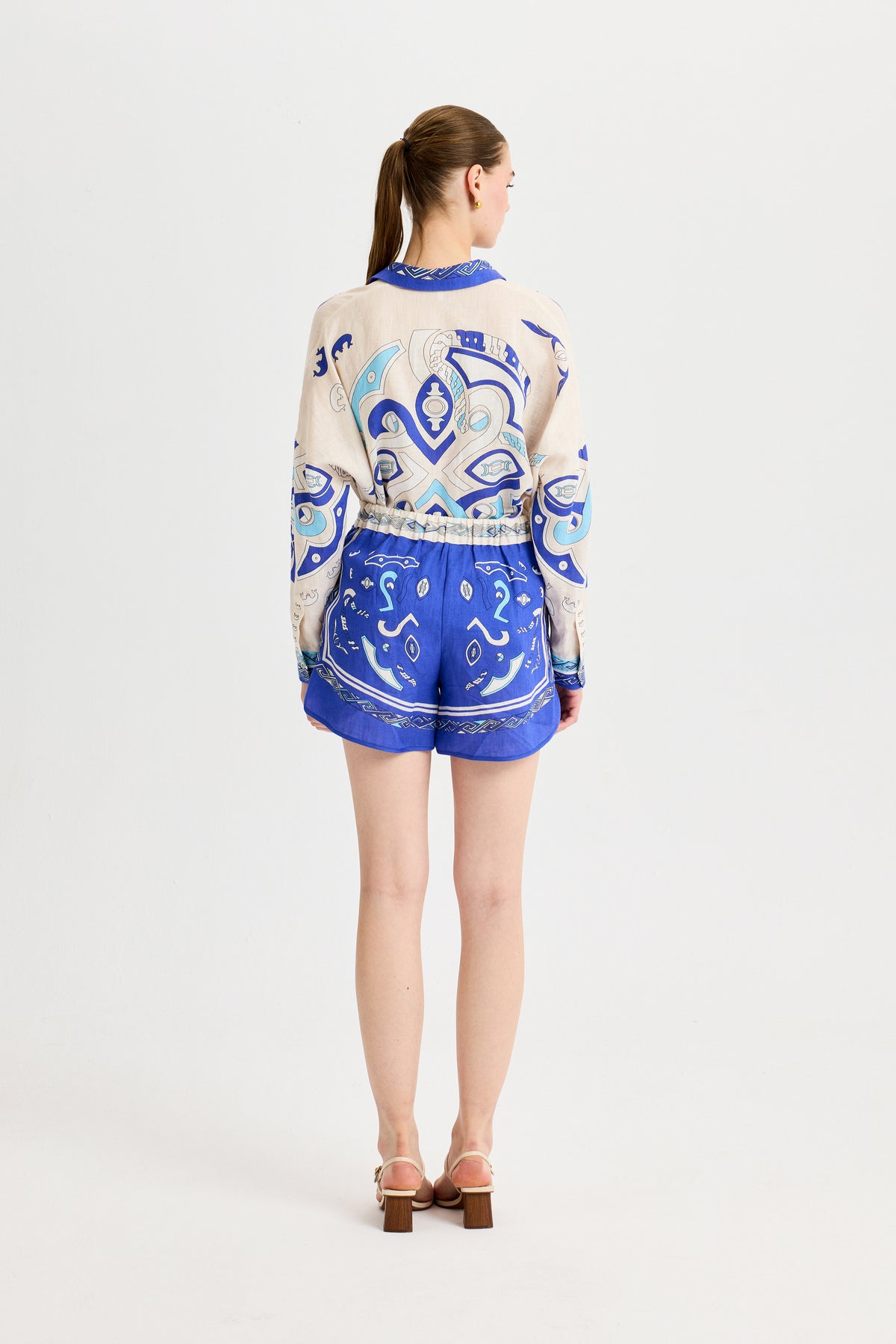 Blue Zeugma Silk Shorts