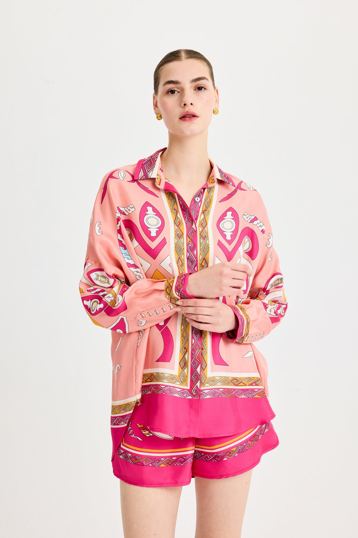 Oversize Zeugma Linen Pink Shirt