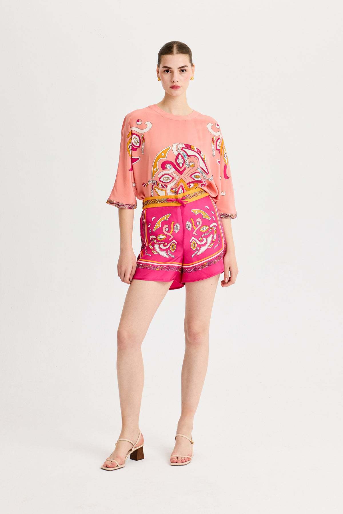 Pink Zeugma Linen Shorts