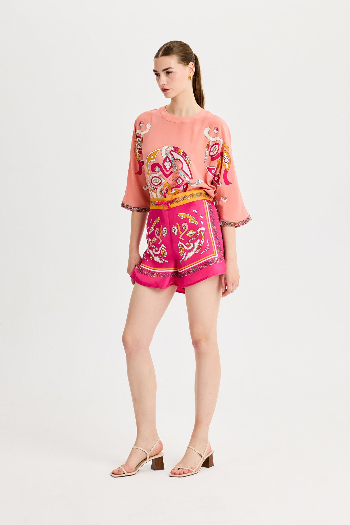 Pink Zeugma Linen Shorts