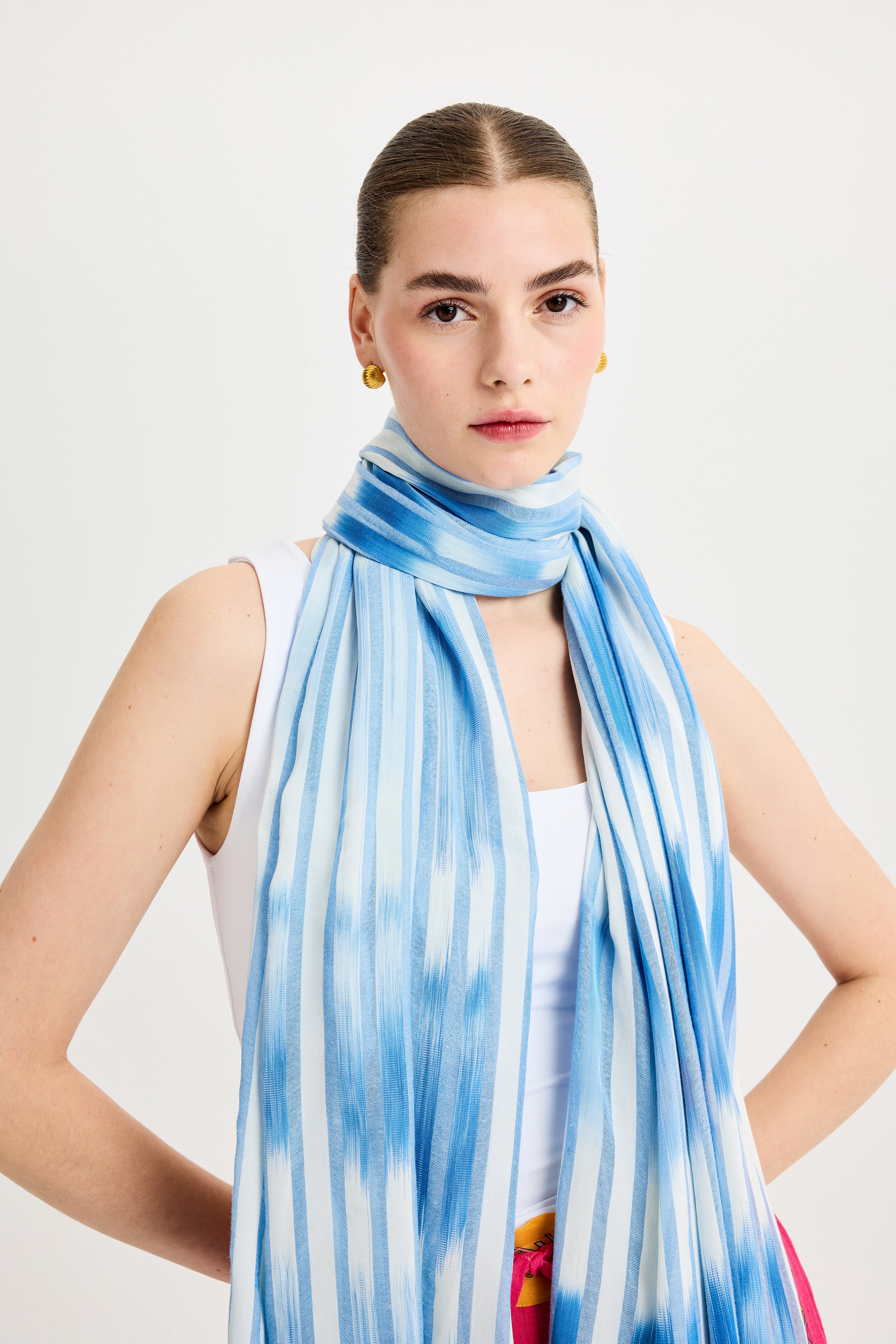 Blue Ikat Detailed Kutnu Shawl