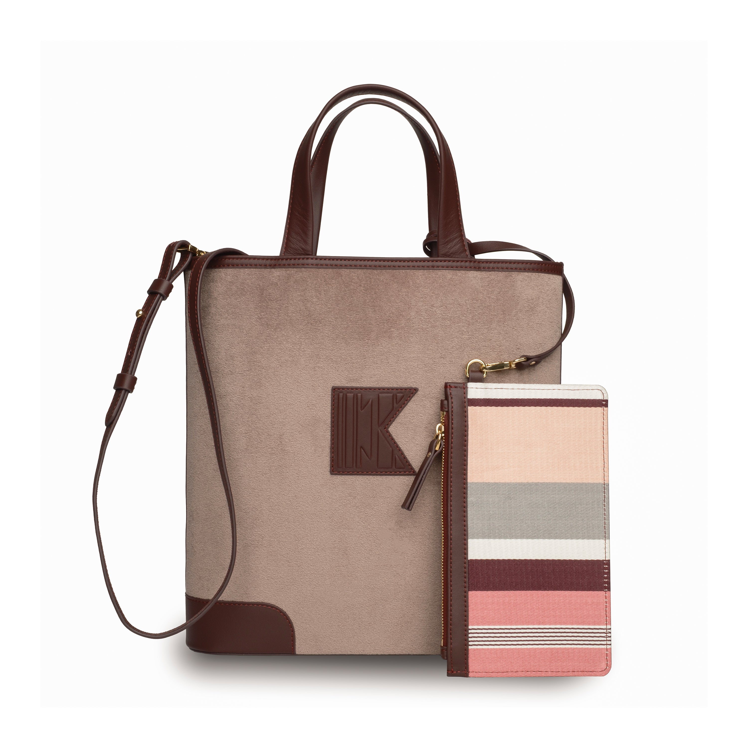 Kutnu Wallet-Detail Burgundy Velvet Shoulder Bag