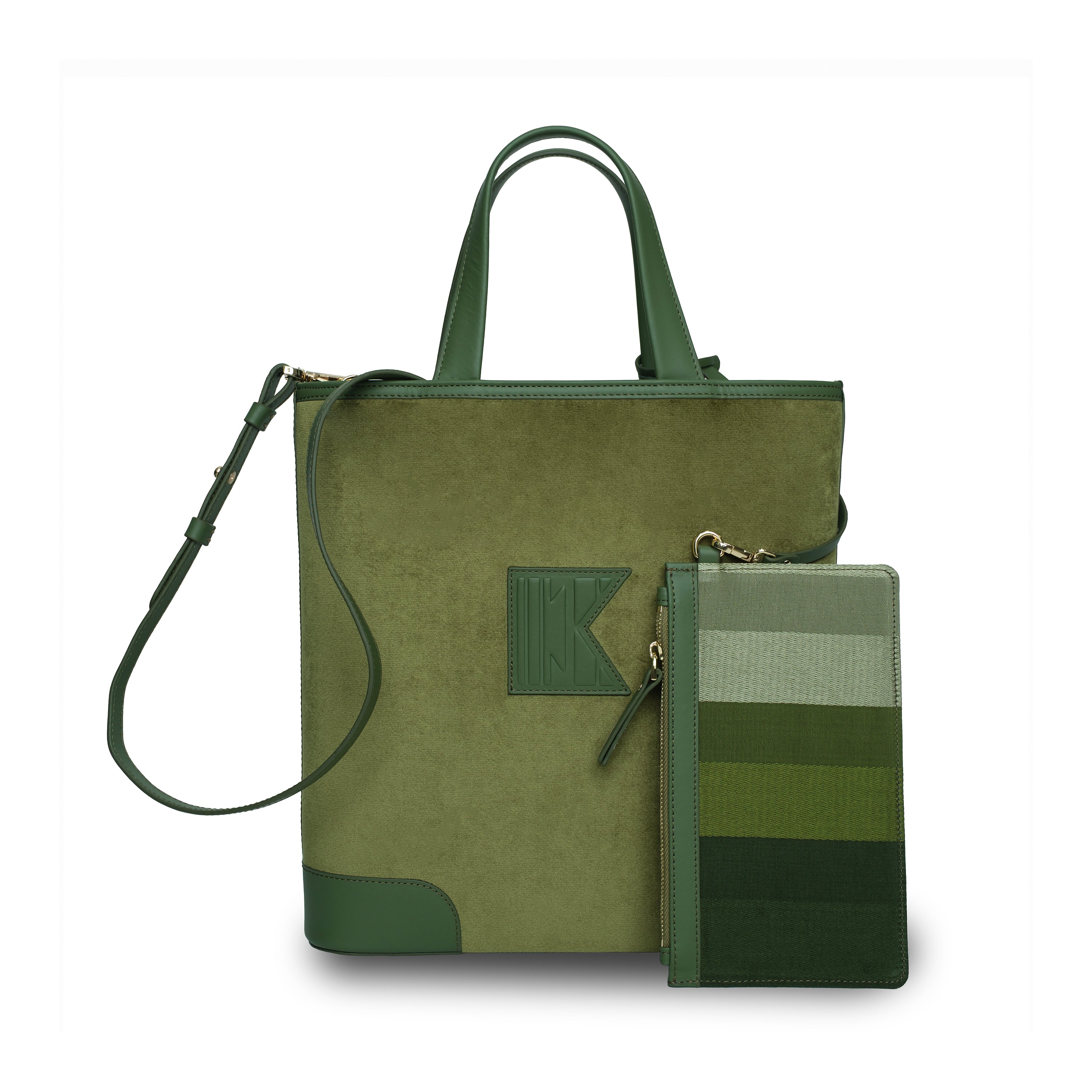 Kutnu Wallet-Detail Green Velvet Shoulder Bag