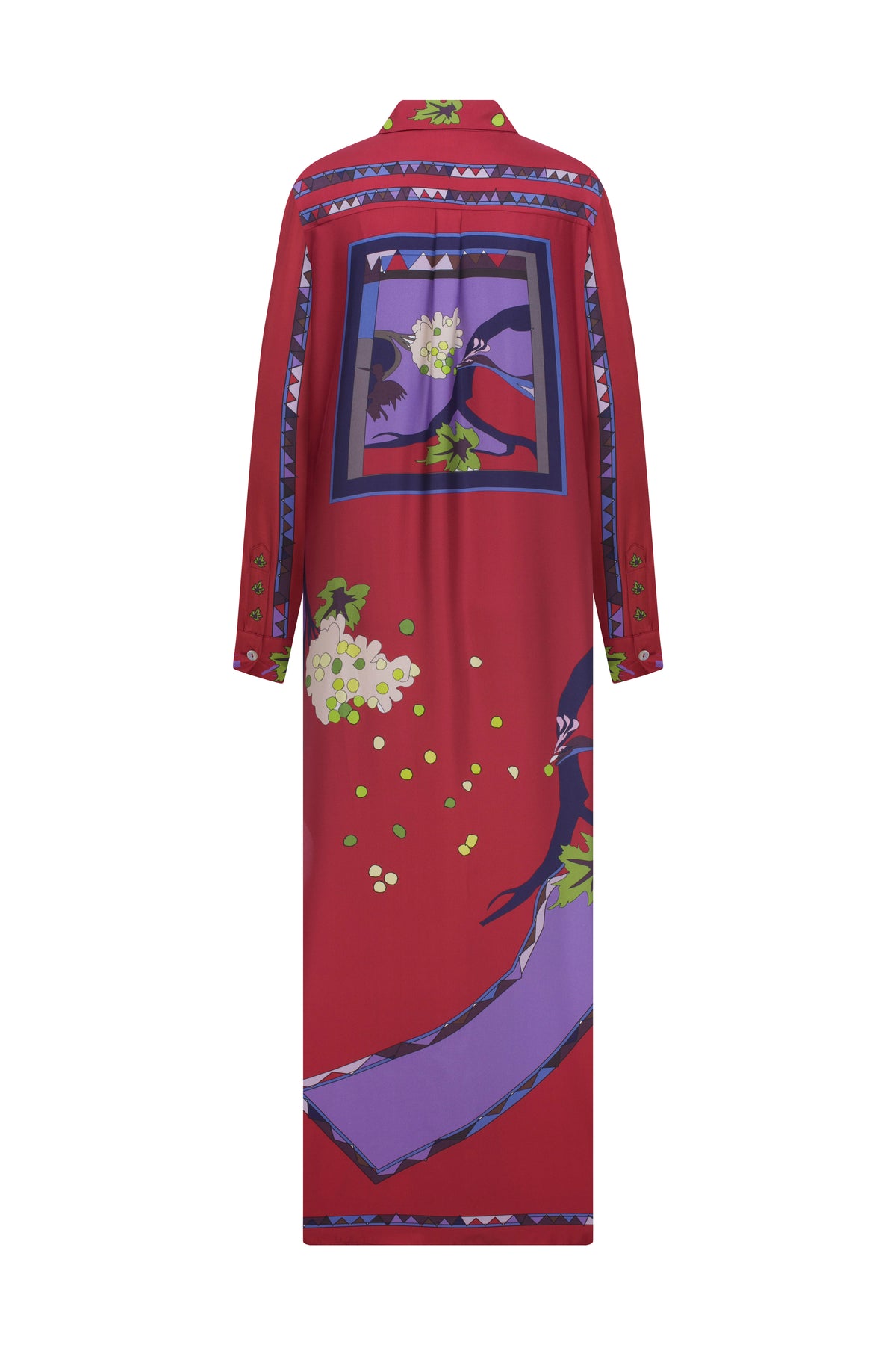 Zeugma Silk Long Dress - A Bird Eating Grape