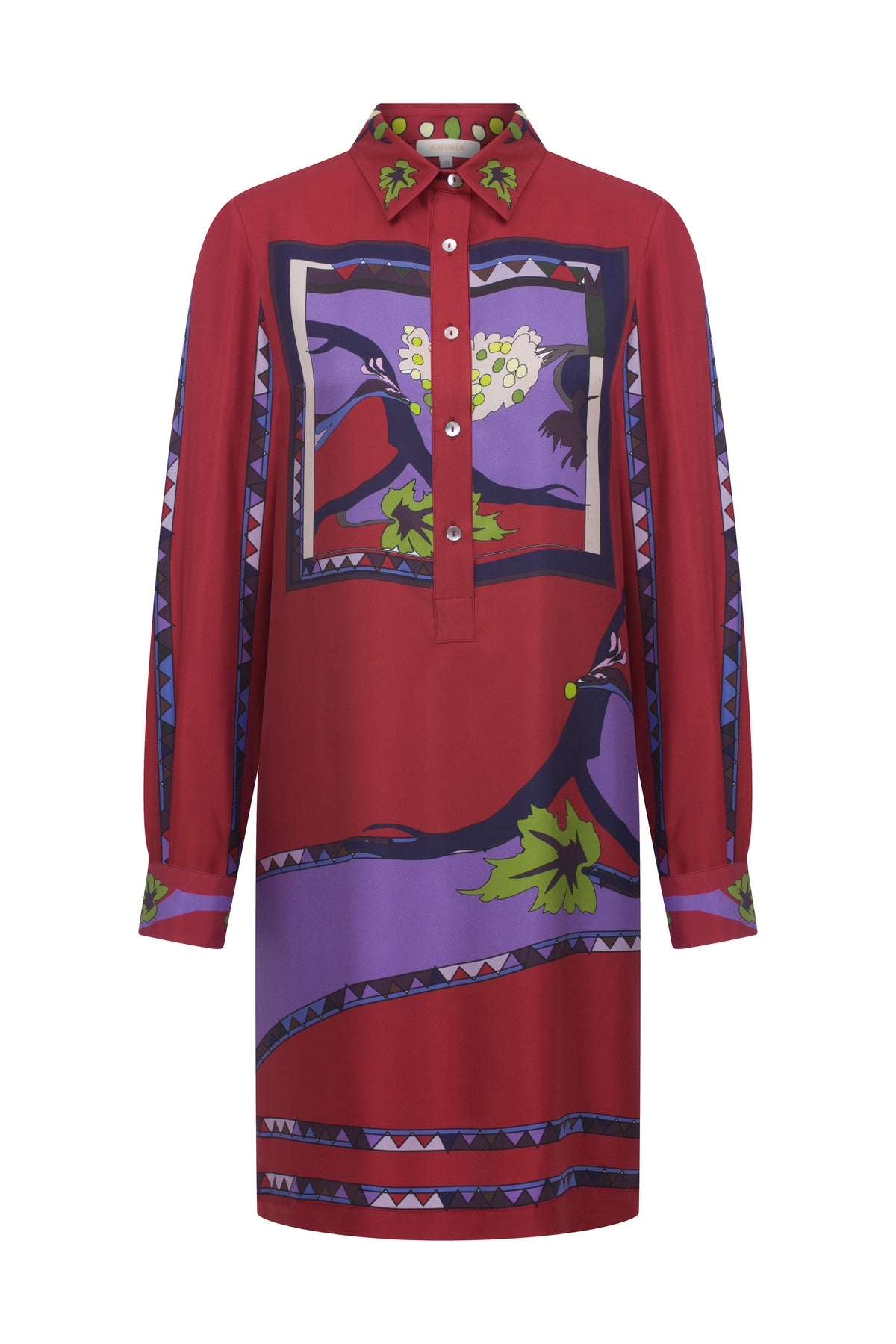 Zeugma Silk Short Shirt Dress - A Bird Eating Grape