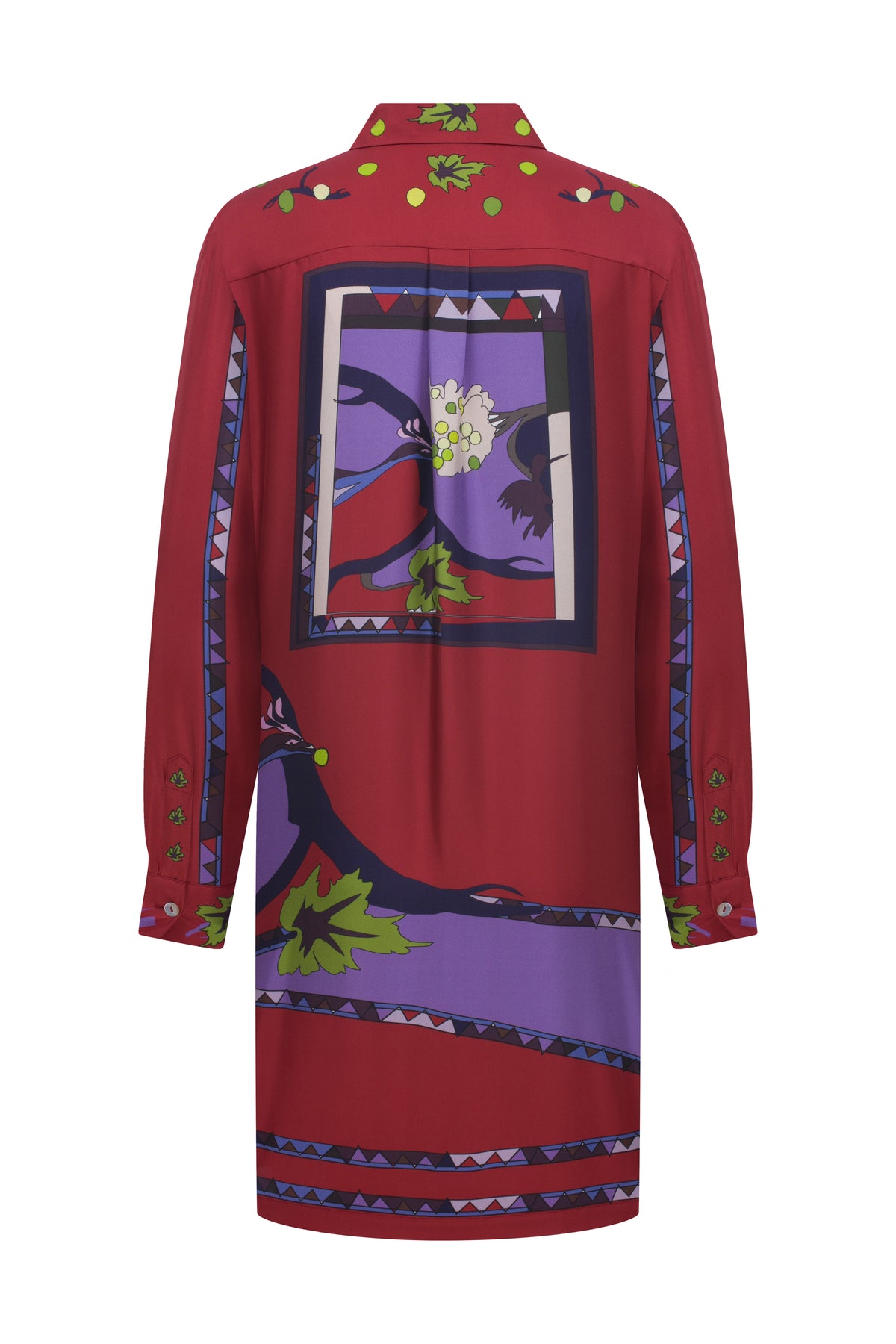 Zeugma Silk Short Shirt Dress - A Bird Eating Grape