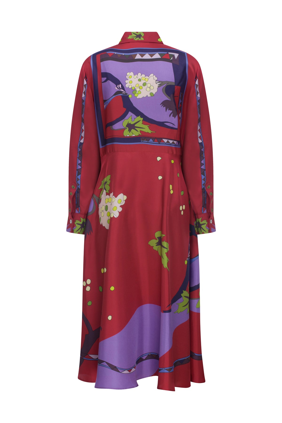 Zeugma Silk Long Shirt Dress - A Bird Eating Grape