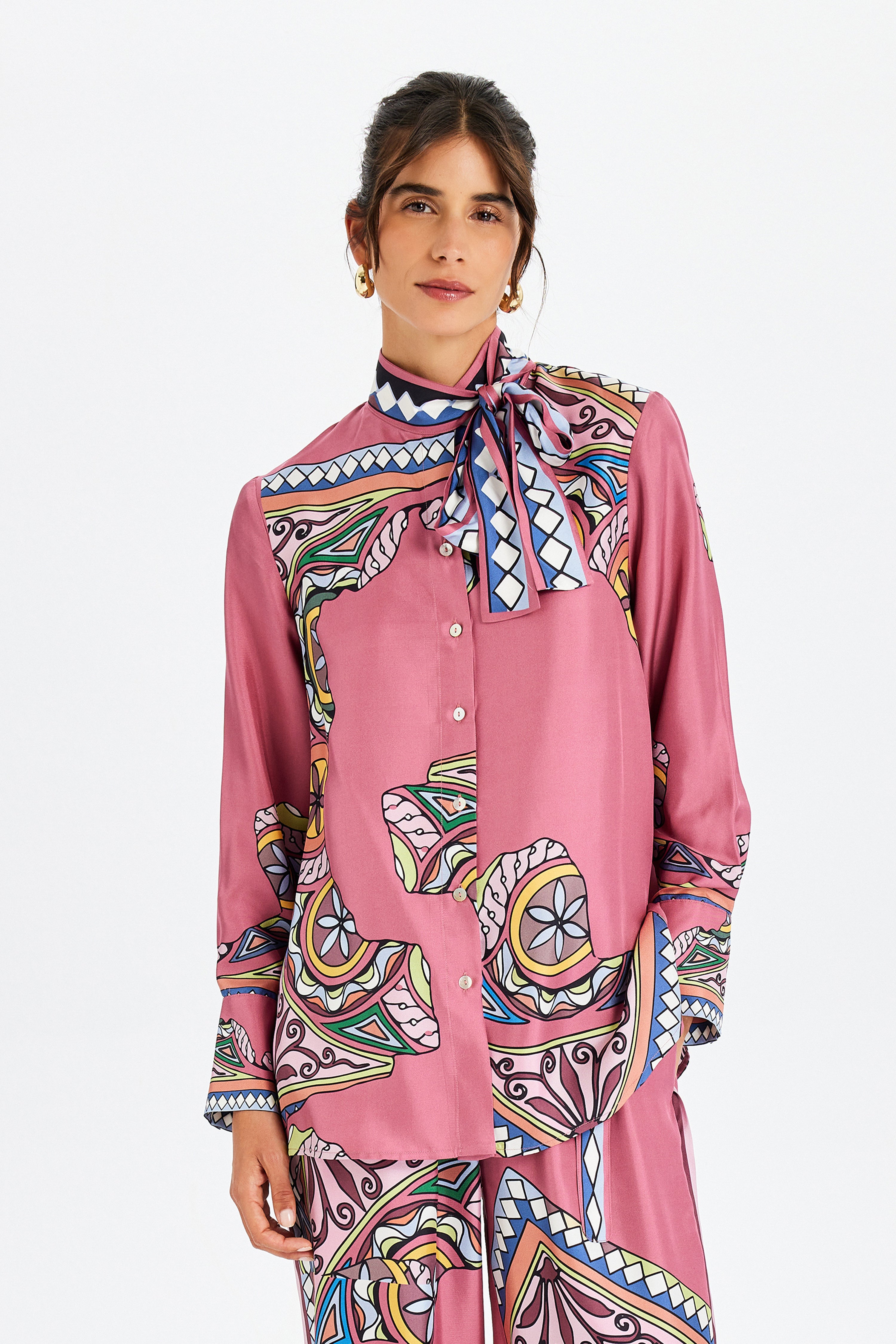 Zeugma Fularlı İpek Gömlek