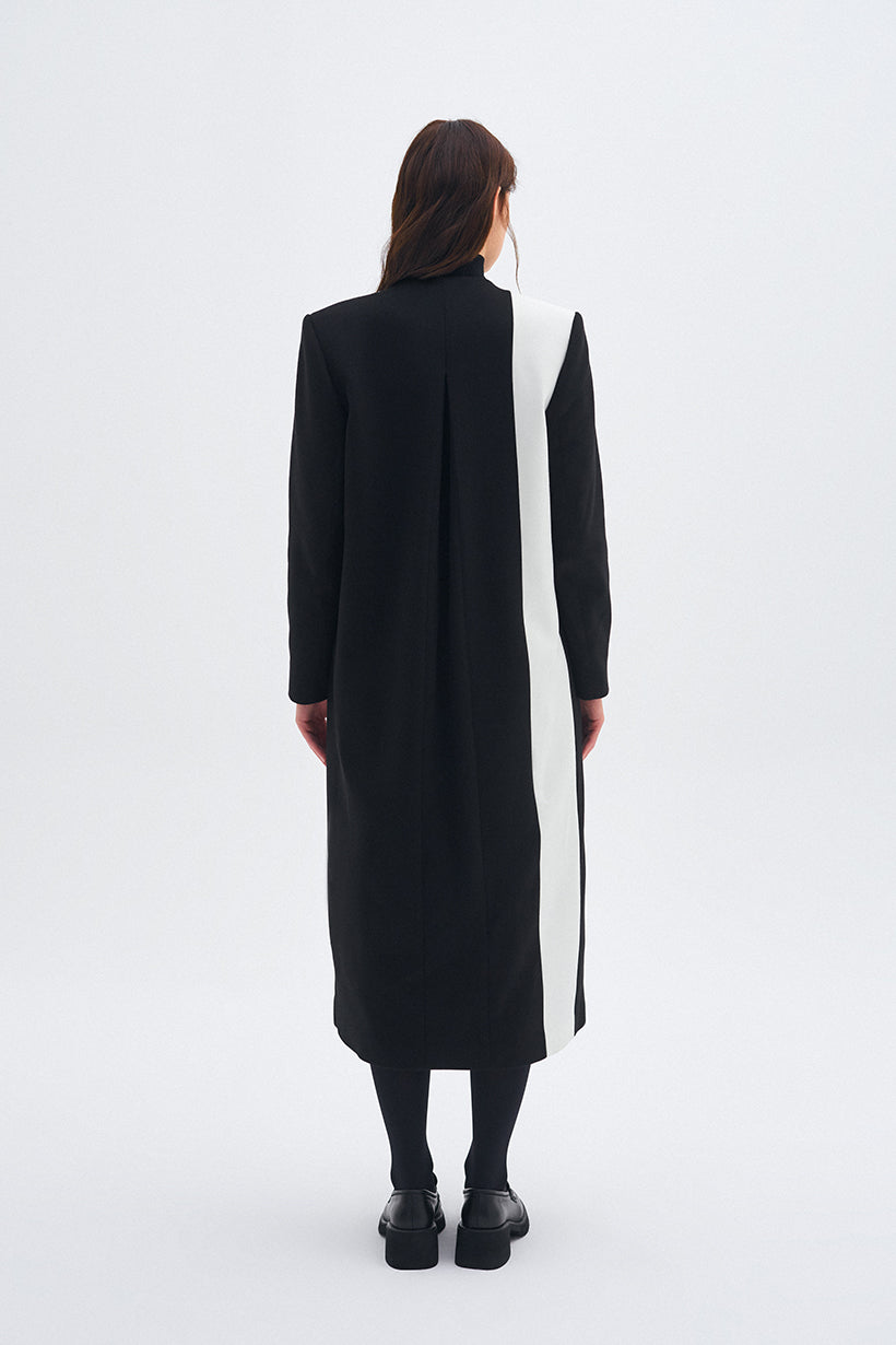 V-Neck Black and White Stash Coat 