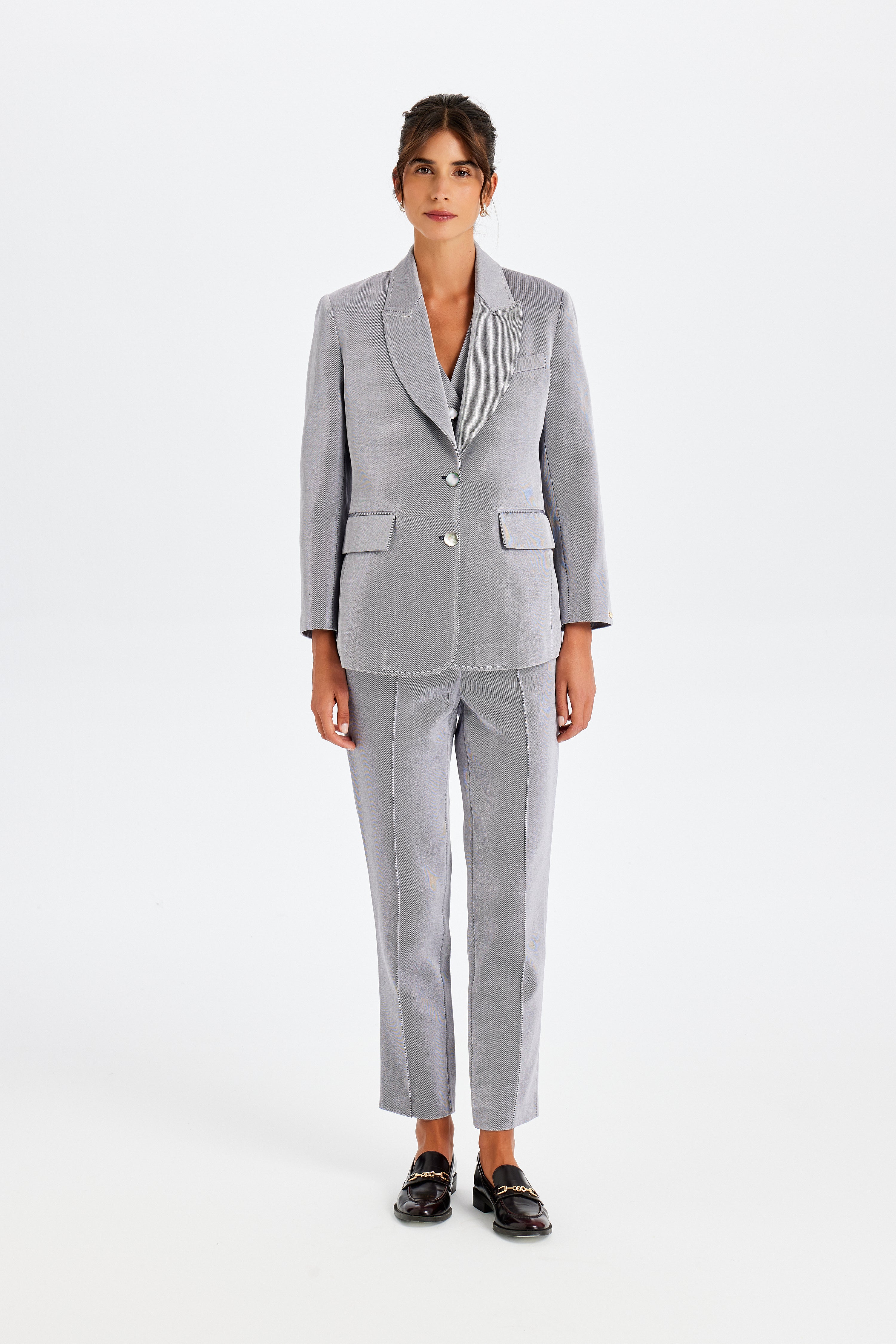 Kutnu Gri Blazer Ceket