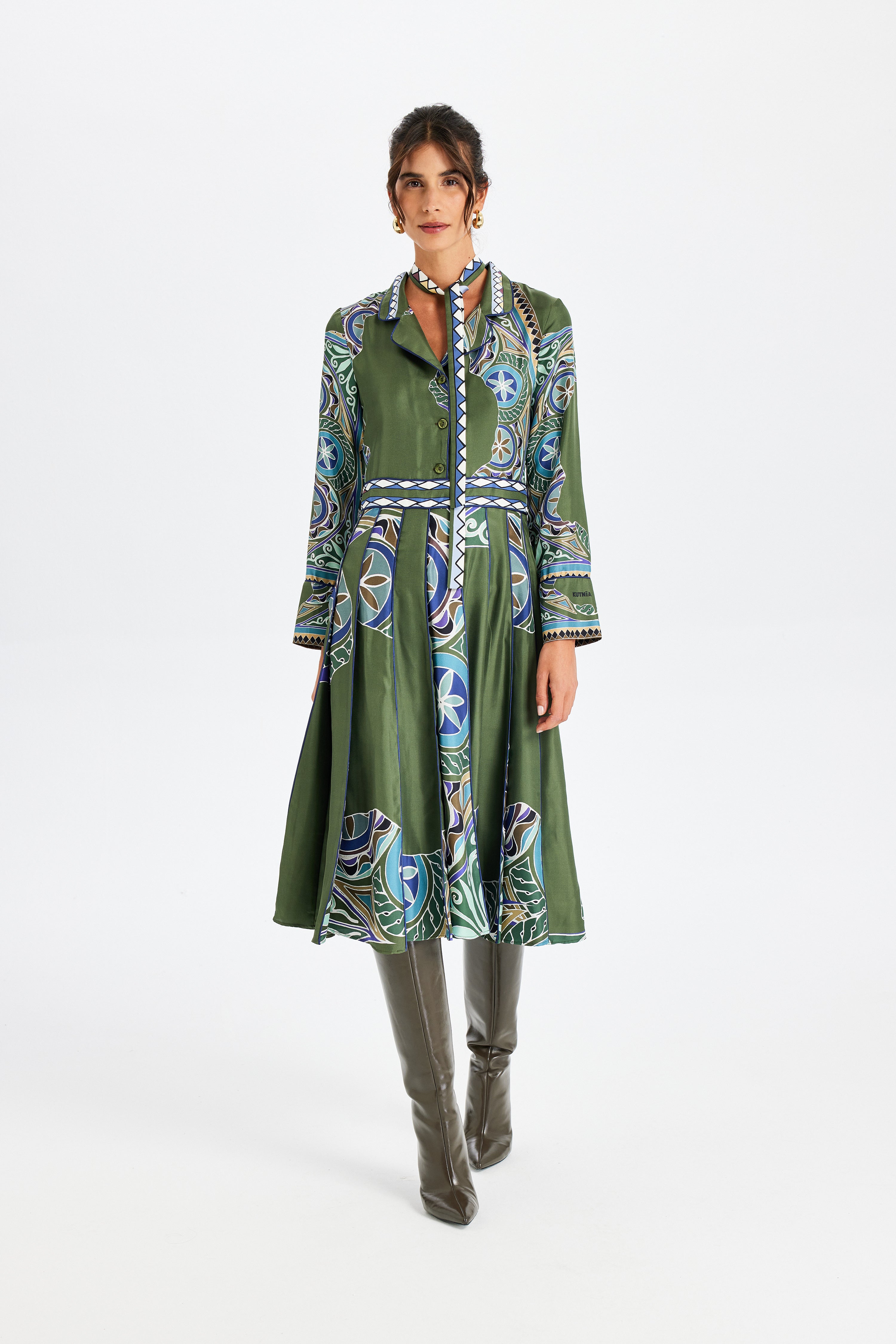 Zeugma Pileli Uzun İpek Elbise