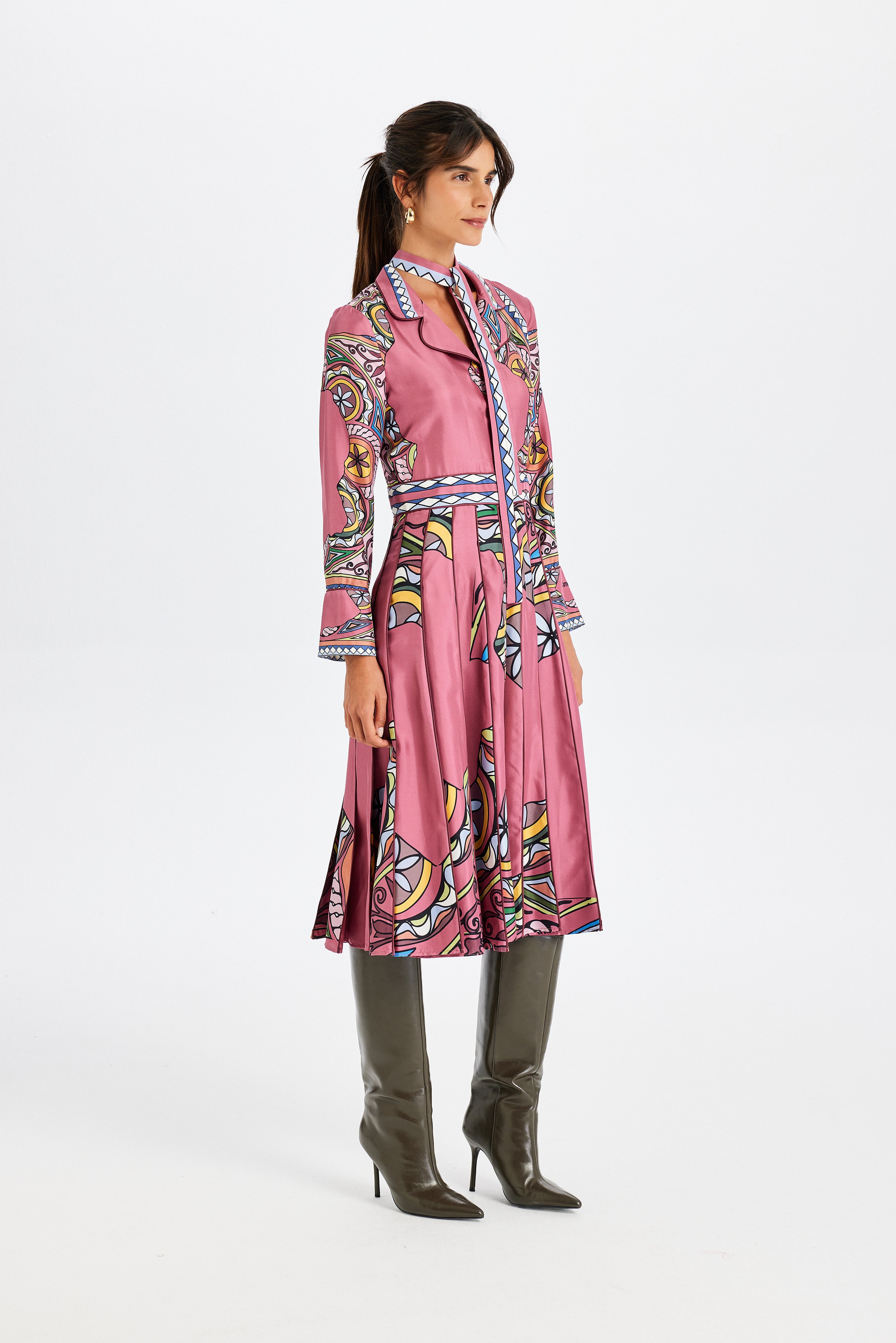 Zeugma Pileli Uzun İpek Elbise