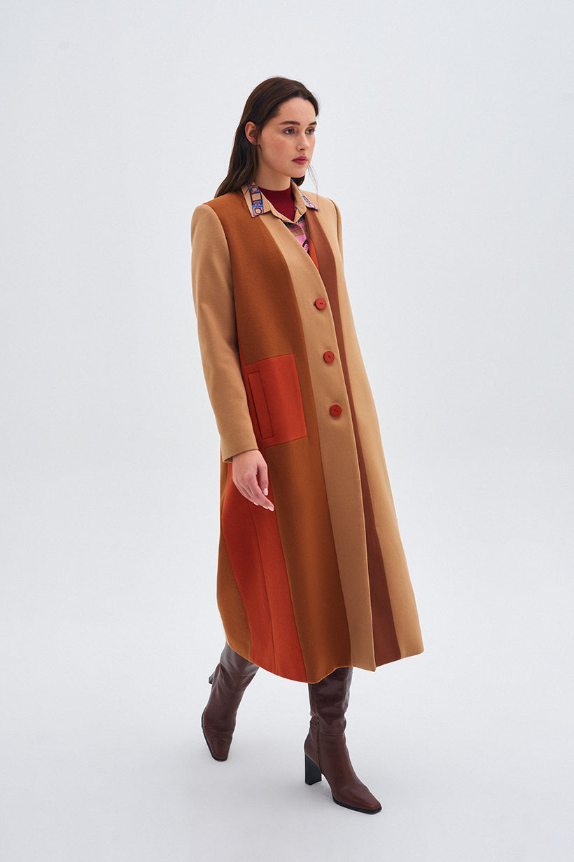V-Neck Camel Stash Coat 