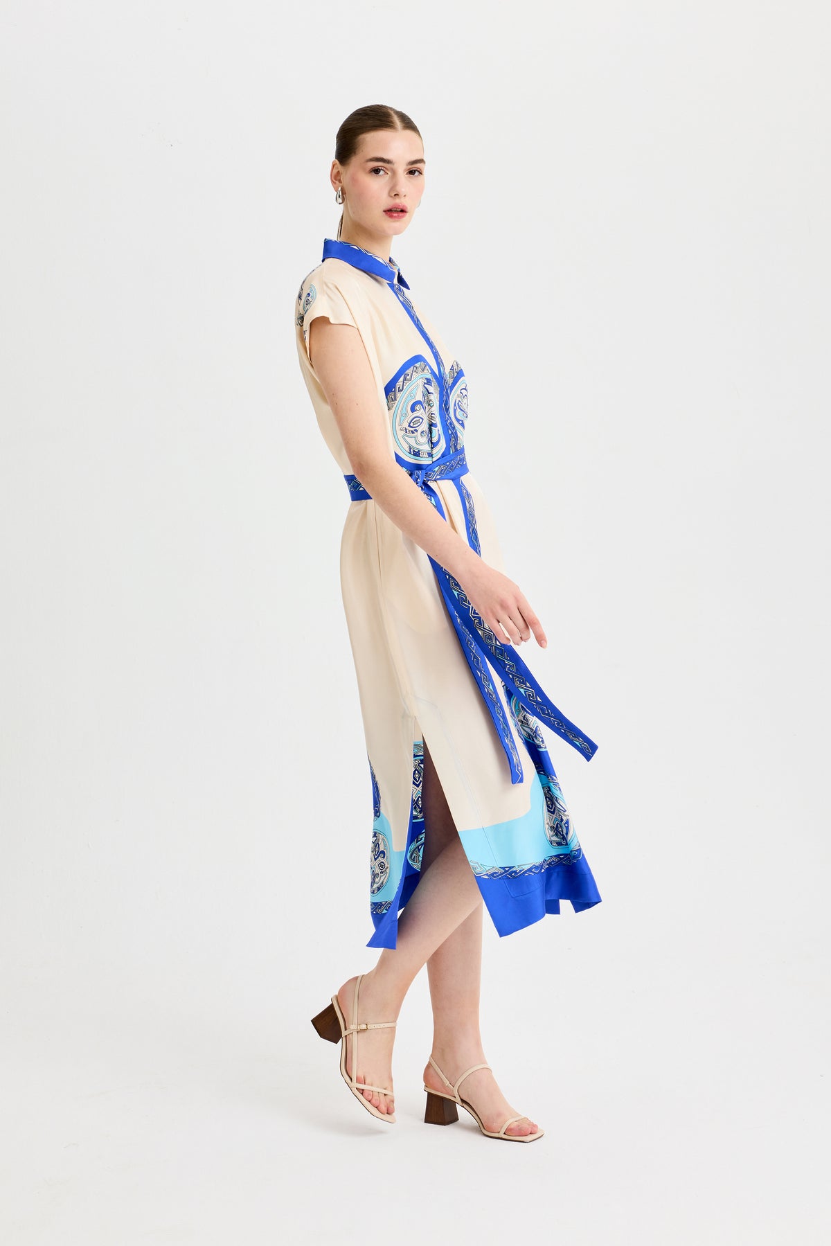 Blue Zeugma Sleeveless Silk Dress