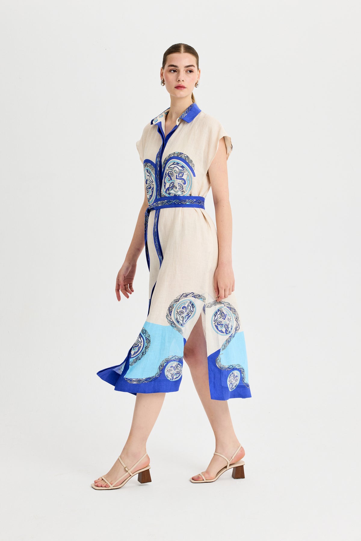 Blue Zeugma Sleeveless Linen Dress