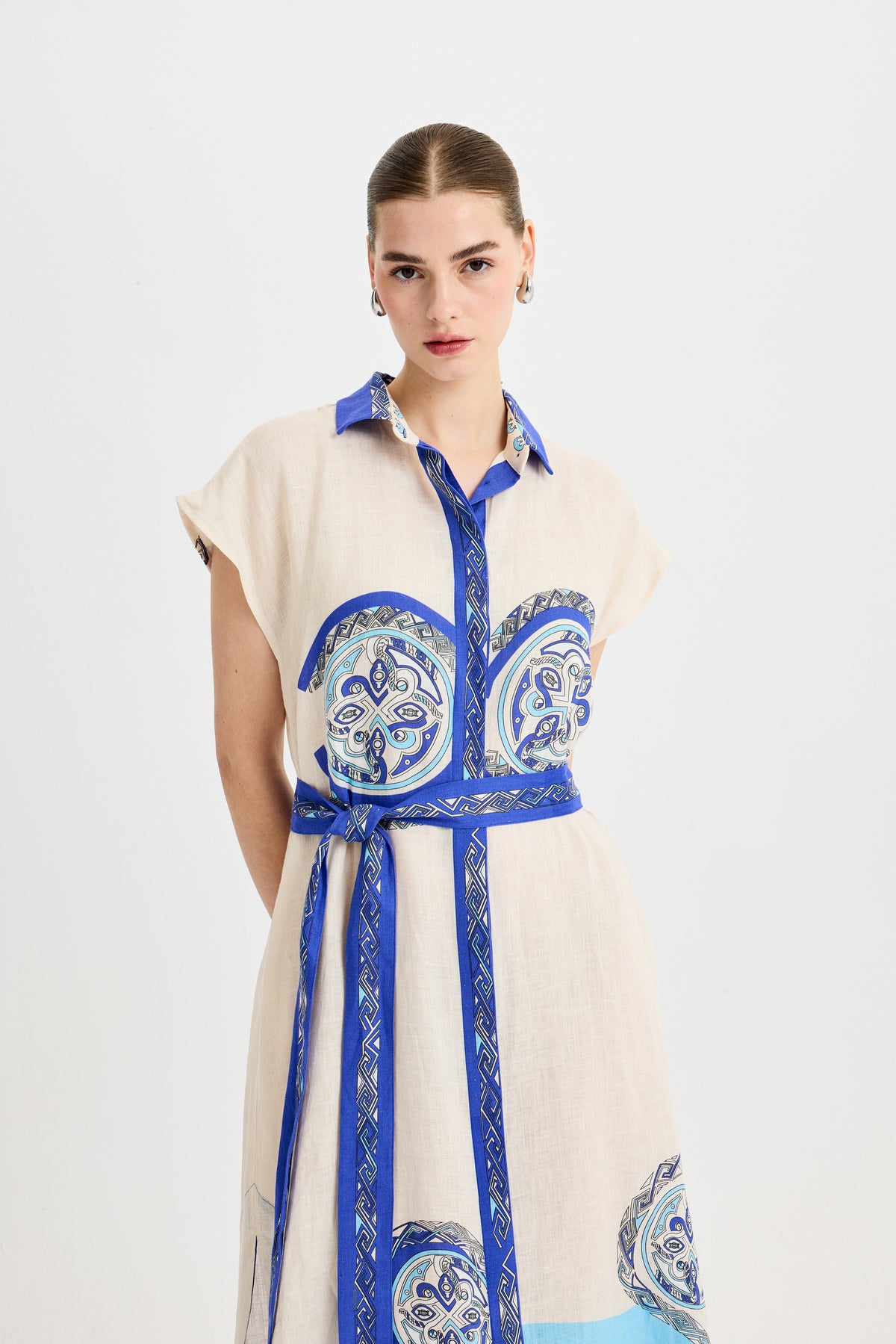 Blue Zeugma Sleeveless Linen Dress