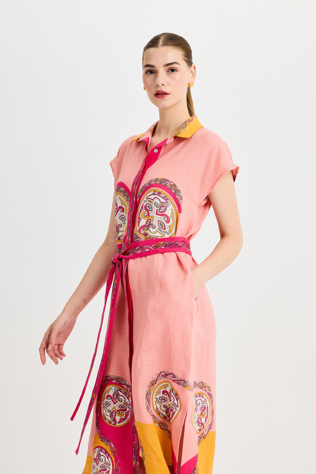 Pink Zeugma Sleeveless Linen Dress
