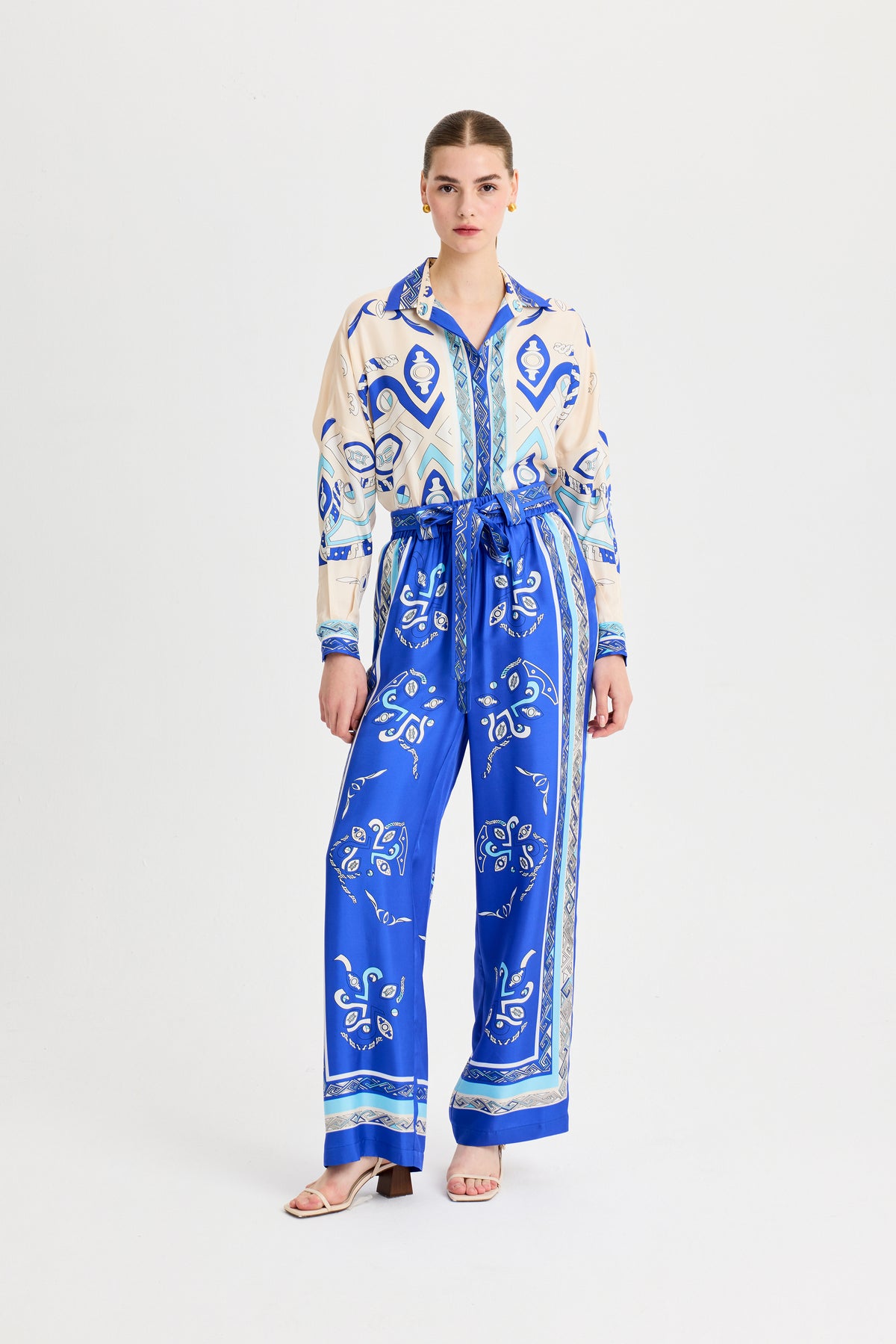 Zeugma Silk Blue Trousers with Belt