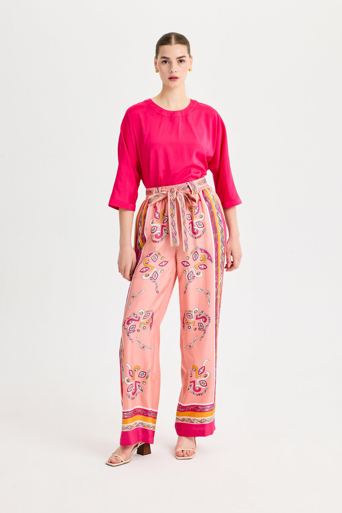 Zeugma Silk Pink Trousers with Belt