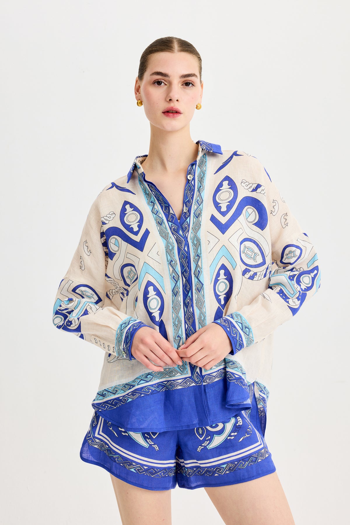 Oversize Zeugma Silk Blue Shirt