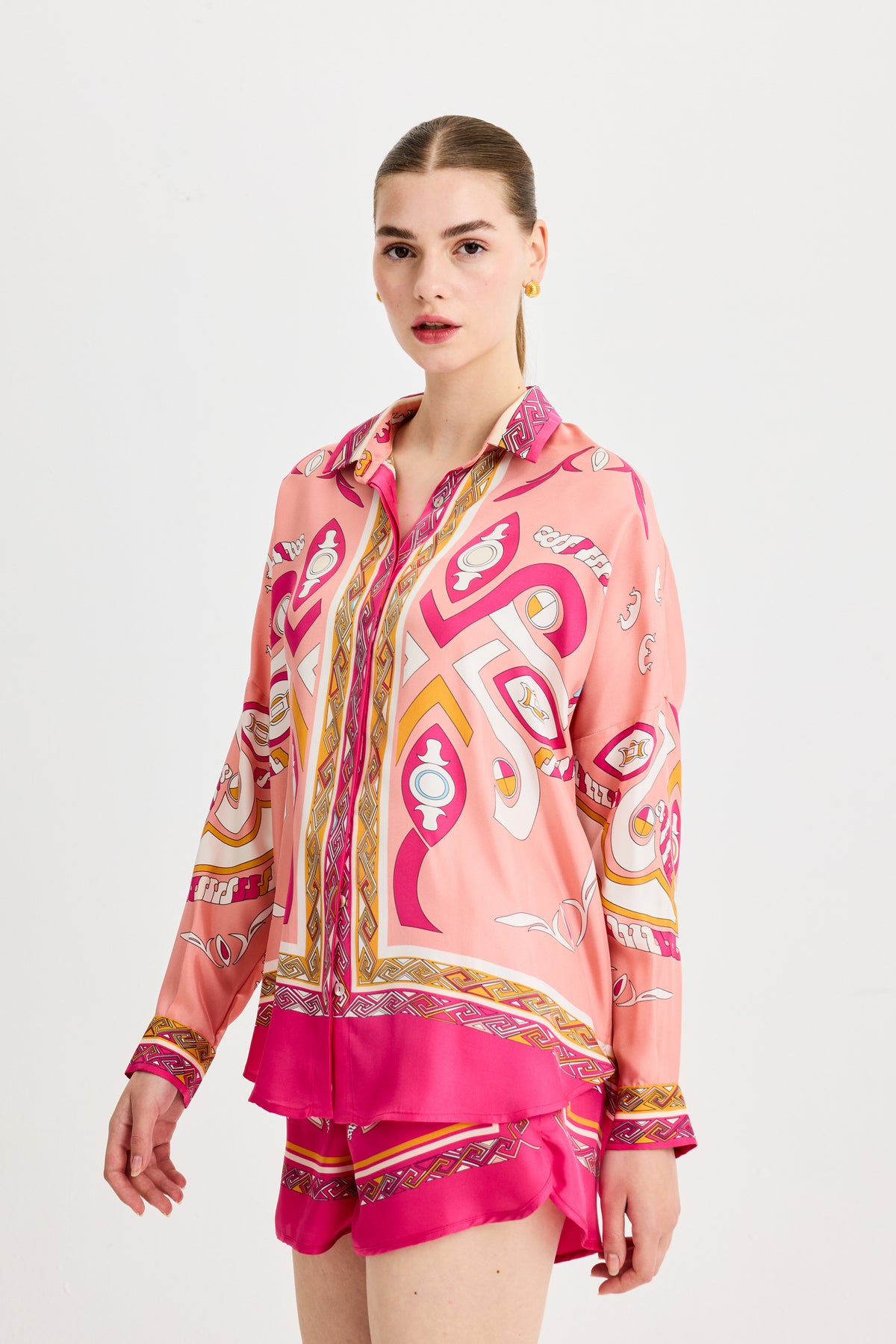 Oversize Zeugma Linen Pink Shirt